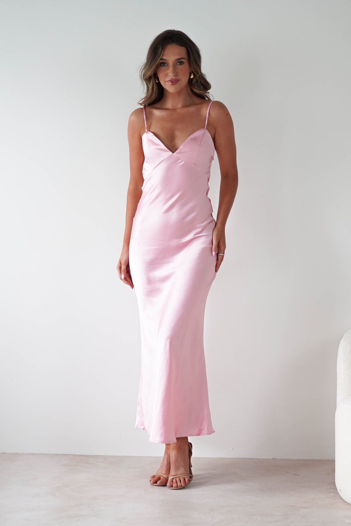 Hermie Silky Satin Maxi Dress | Pink-Oh Hello Clothing