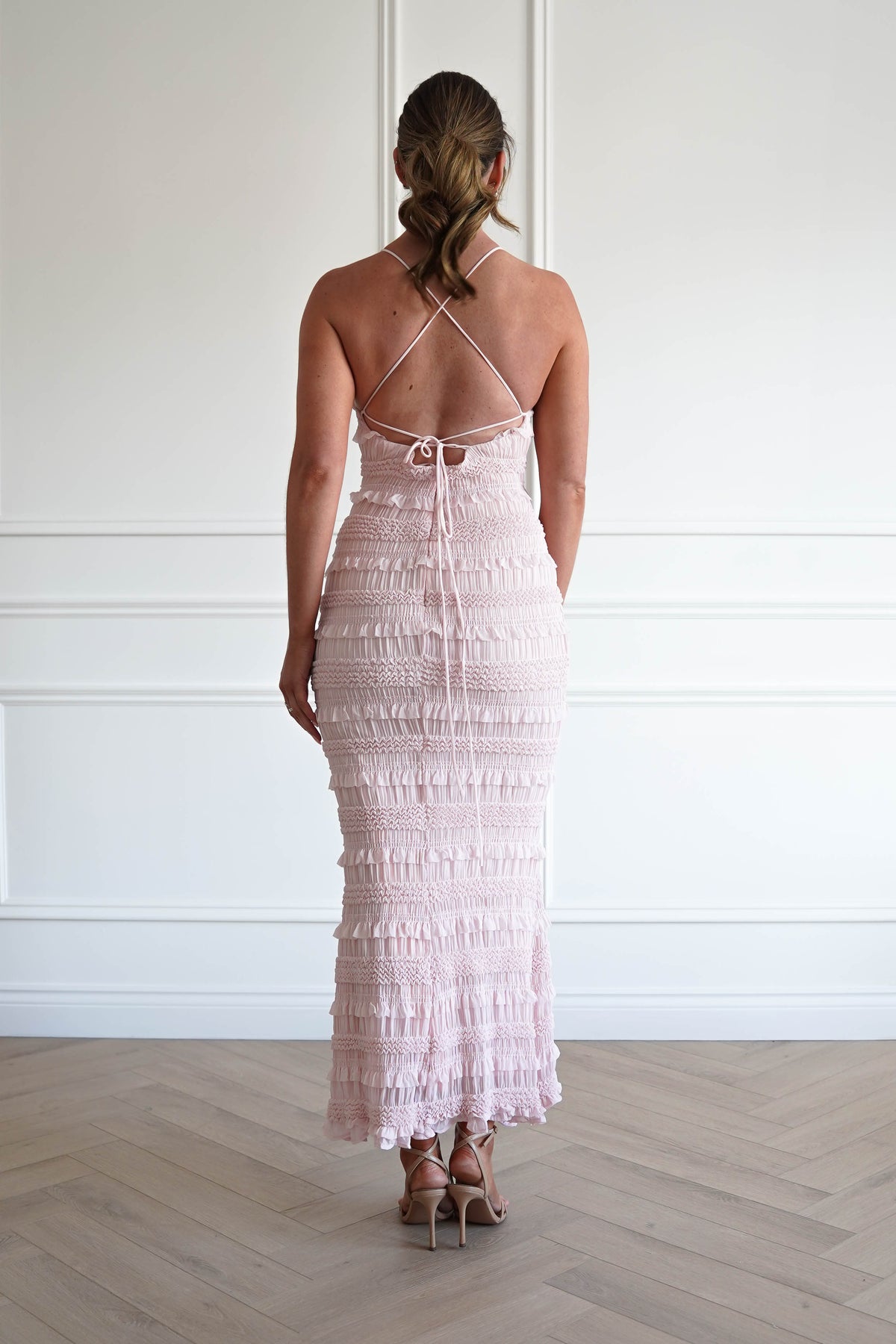 Jen Ruffle Bodycon Maxi Dress | Pink-Oh Hello Clothing