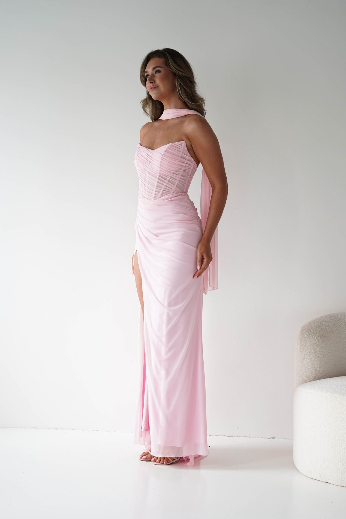 Karianne Draped Ruched Bodice Gown | Pink-Oh Hello Clothing