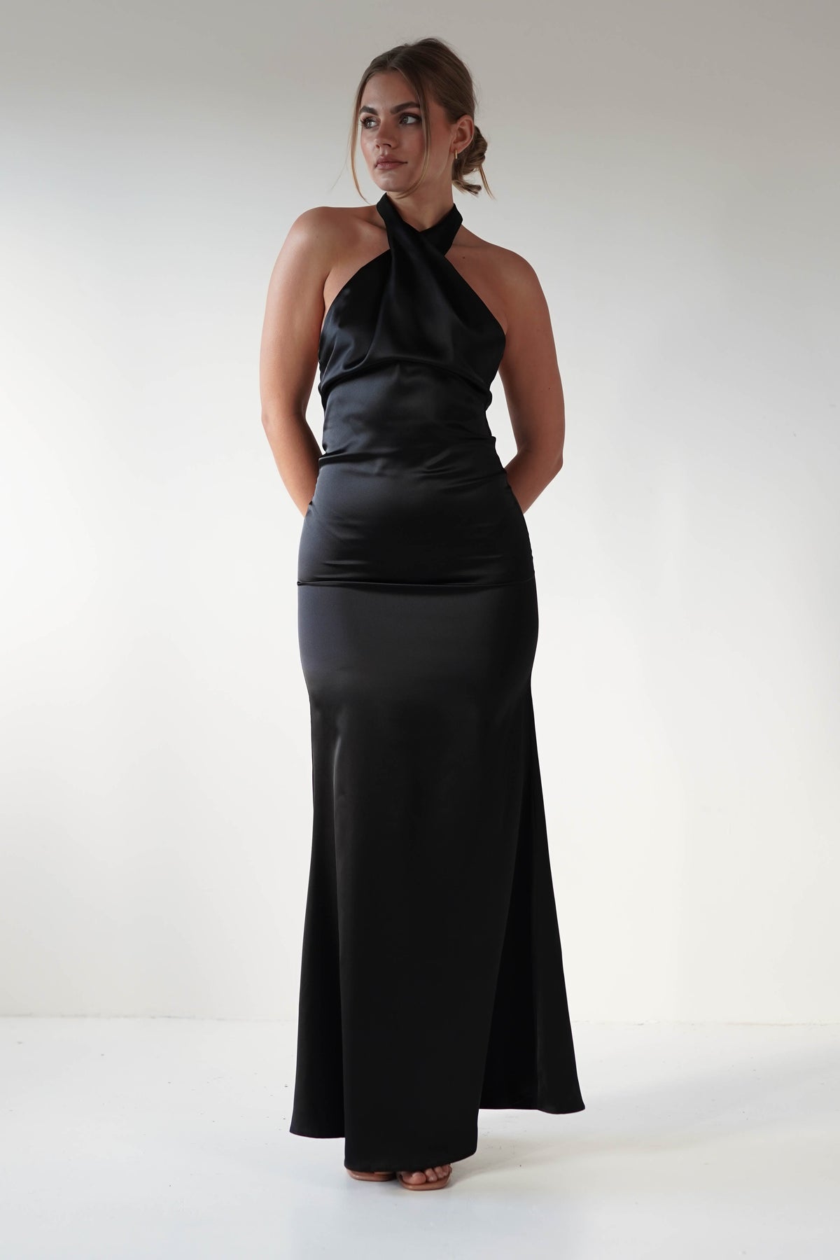 Kartia Halterneck Maxi Gown | Black-Oh Hello Clothing
