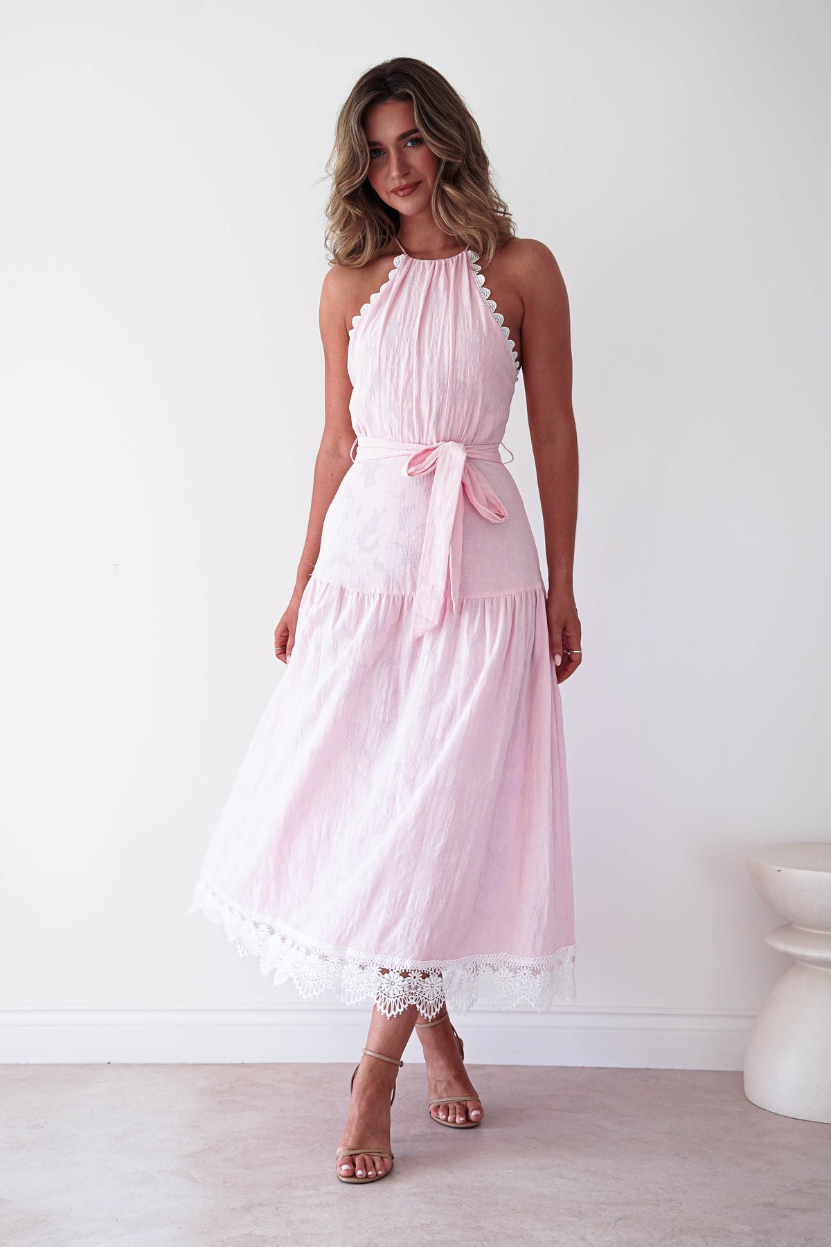 Khari Lace Trim Maxi Dress | Pink-Oh Hello Clothing