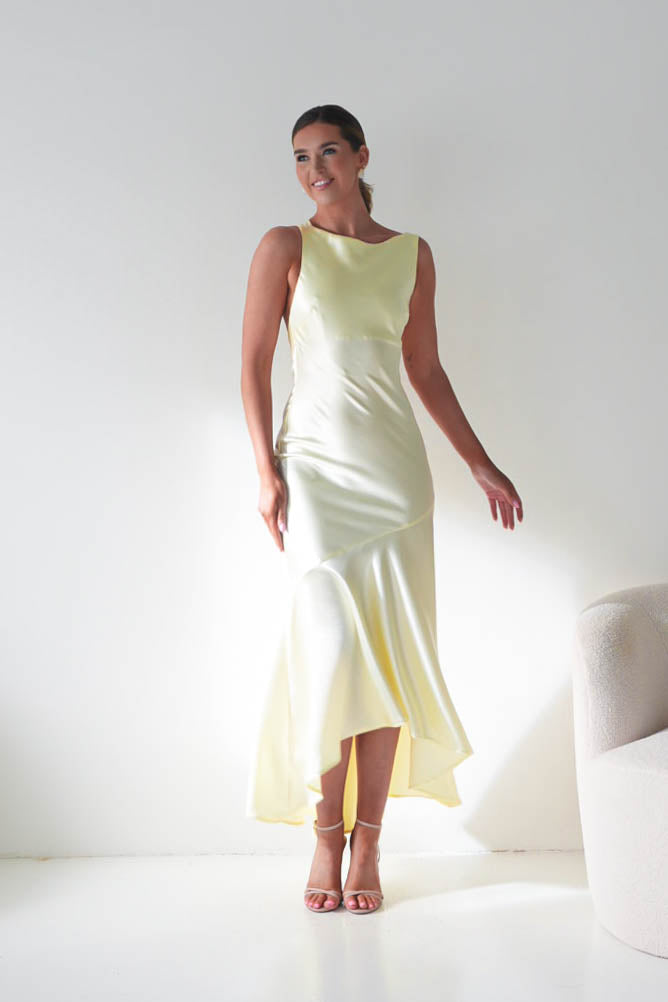 Klarisse Bias-Cut Satin Maxi Dress | Yellow-Oh Hello Clothing