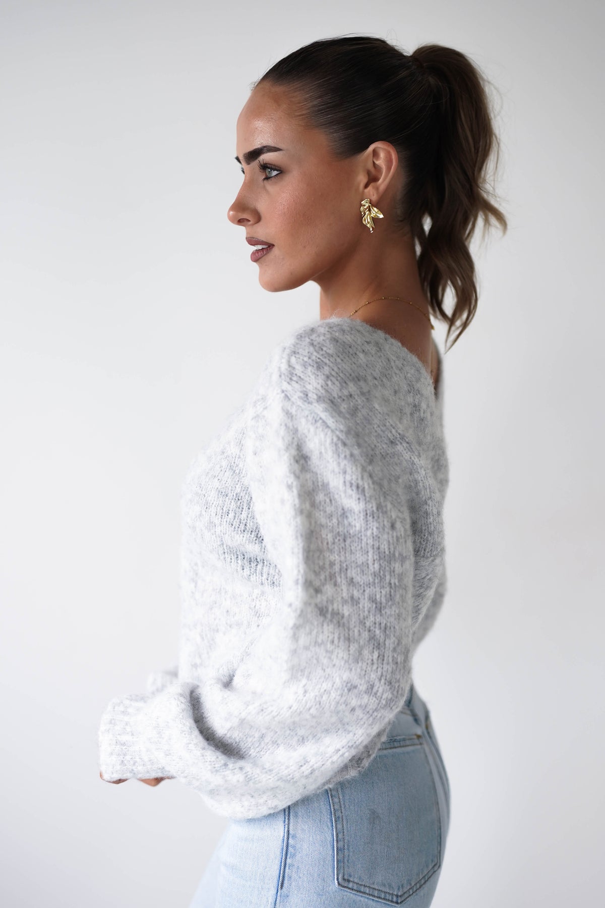 Larson Two Way Twist Knit Jumper | Grey-Oh Hello Clothing