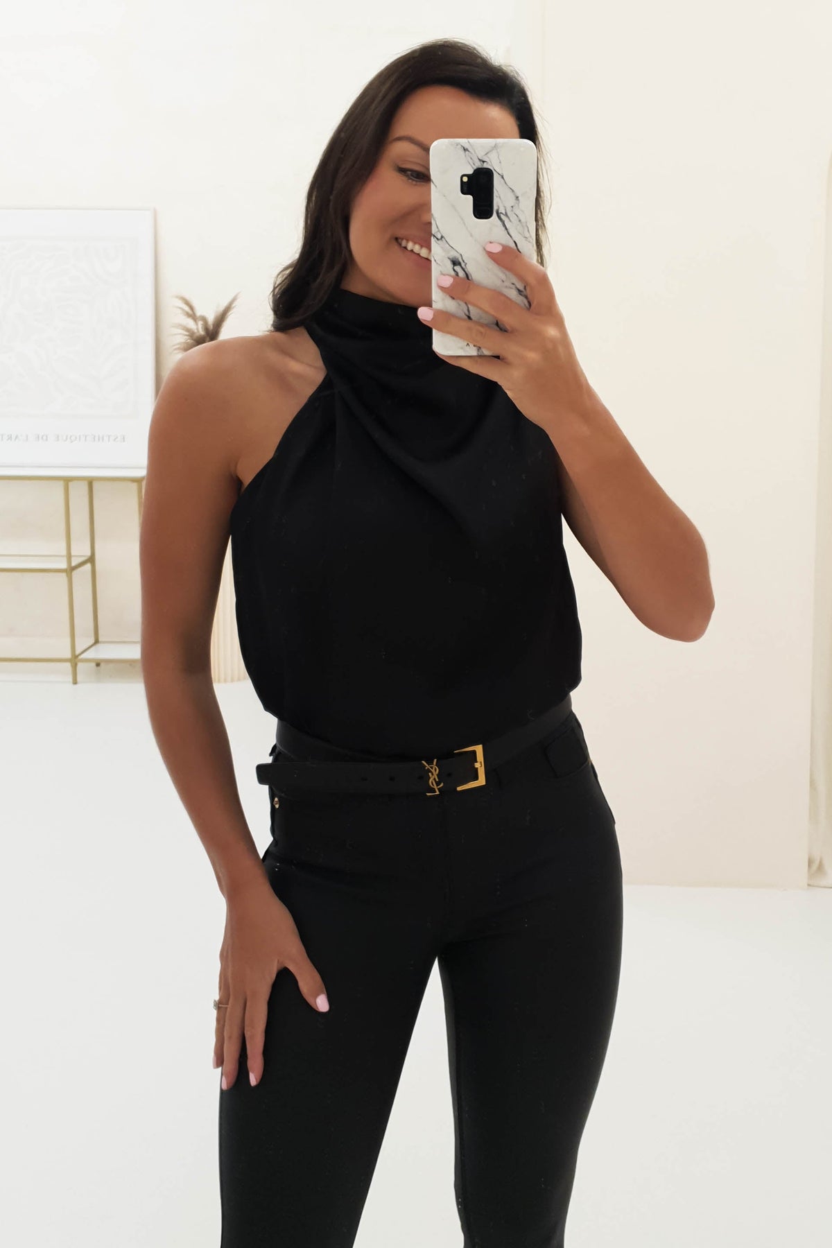 Layla Soft Satin Crop Top | Black-Oh Hello Clothing