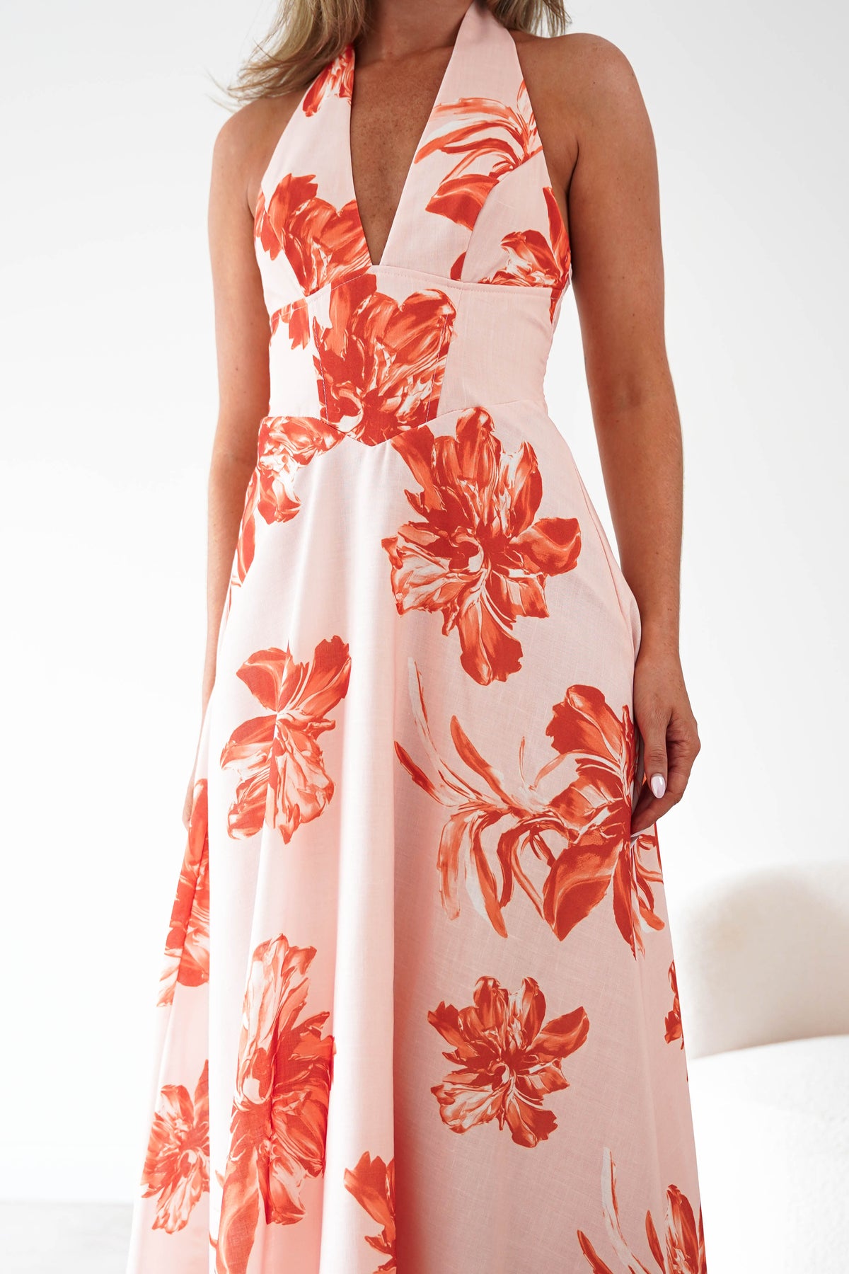 Lea Floral Halterneck Maxi Dress | Orange-Oh Hello Clothing