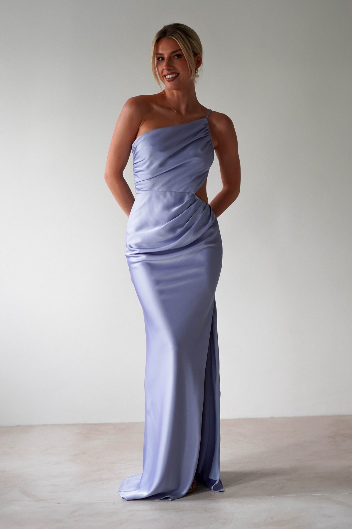 Lyra Soft Matte Satin Maxi Dress | Periwinkle Blue-Oh Hello Clothing