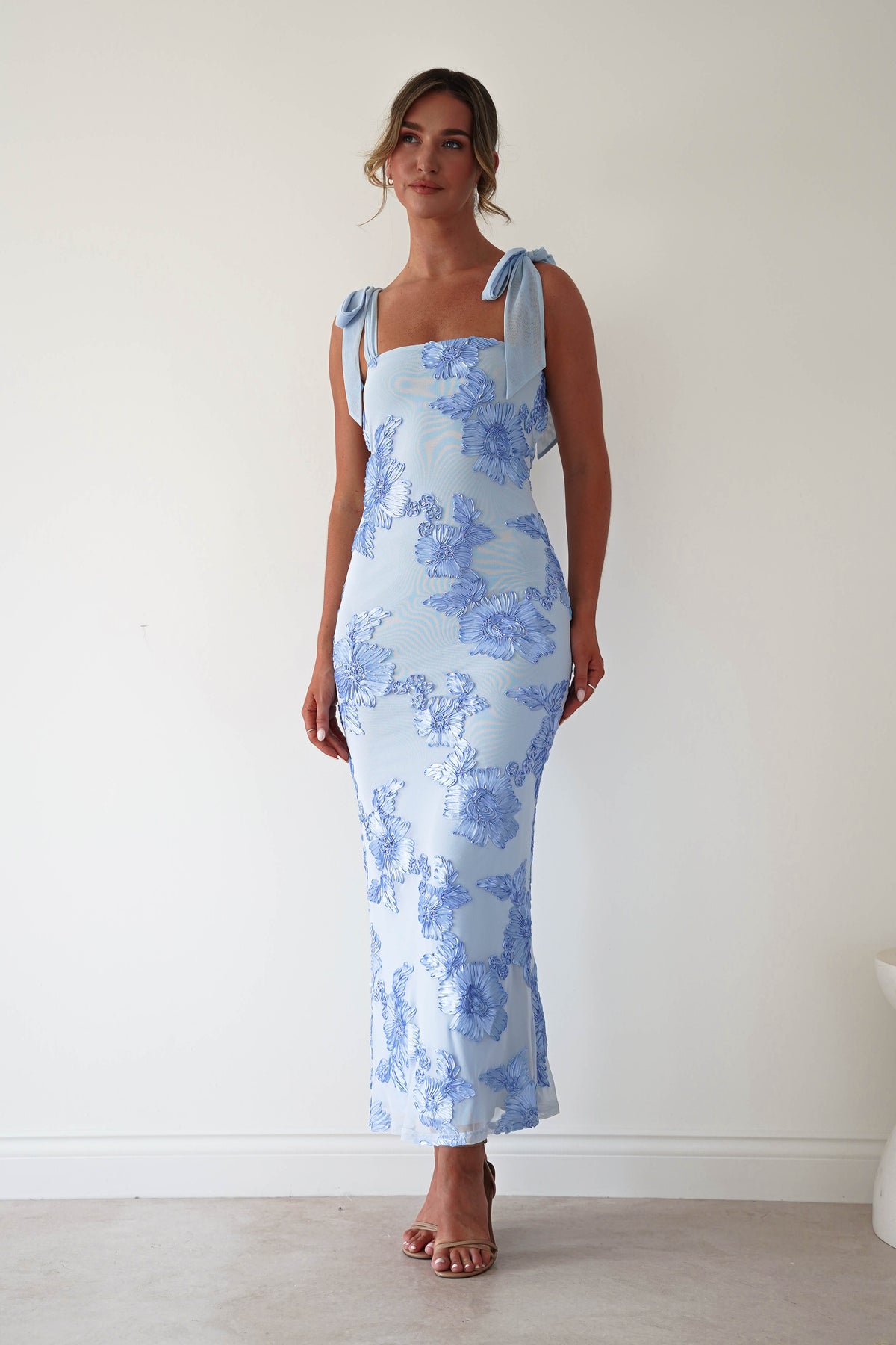 Mahalia Floral Appliqué Maxi Dress | Blue-Oh Hello Clothing