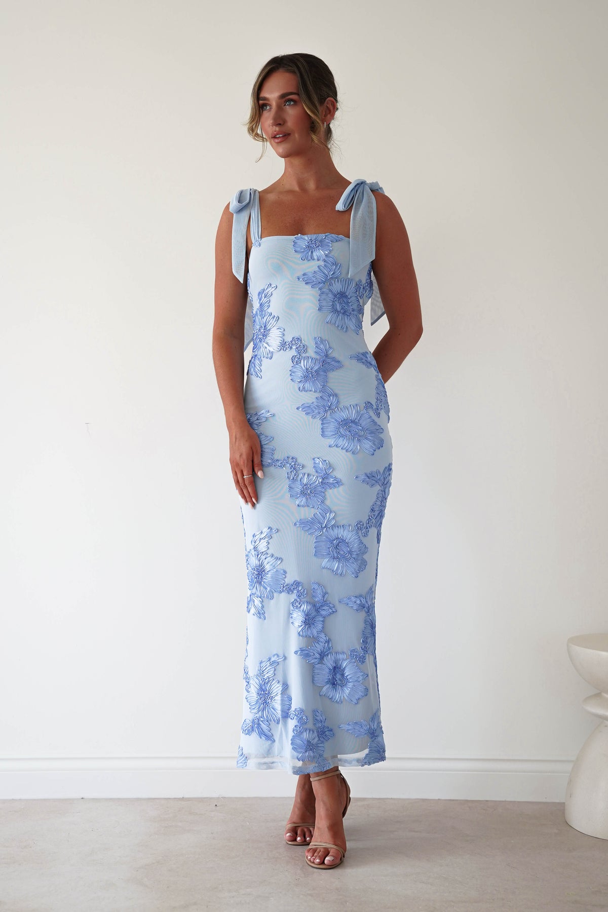 Mahalia Floral Appliqué Maxi Dress | Blue-Oh Hello Clothing
