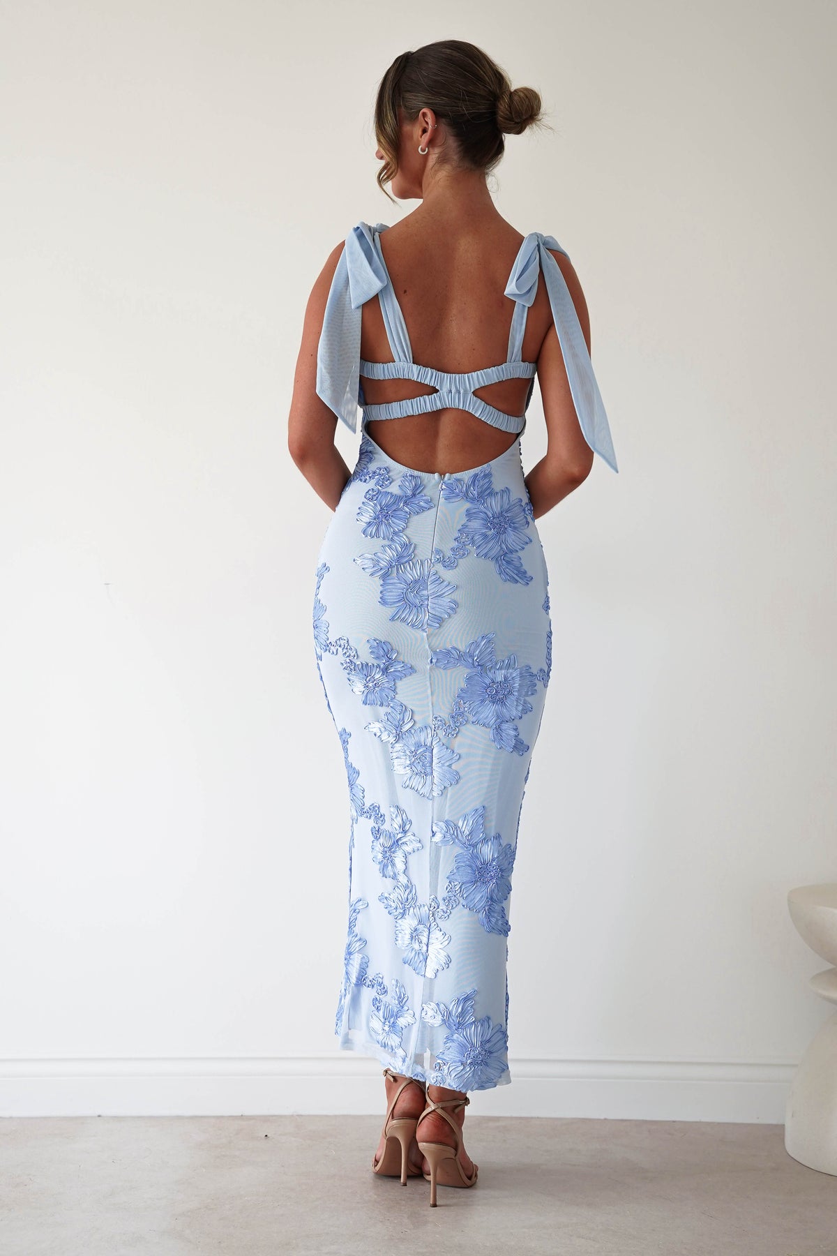 Mahalia Floral Appliqué Maxi Dress | Blue-Oh Hello Clothing