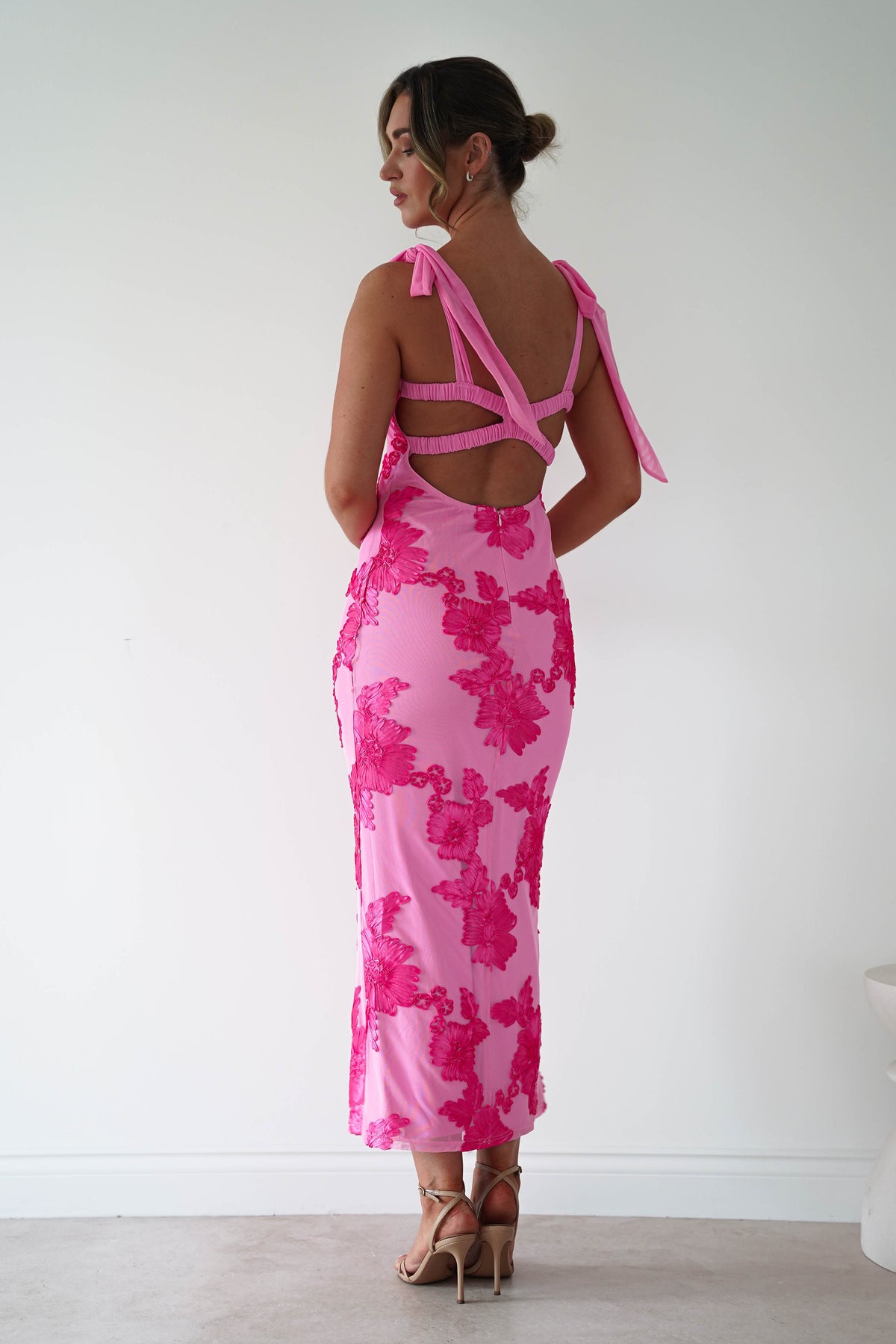 Mahalia Floral Appliqué Maxi Dress | Pink-Oh Hello Clothing