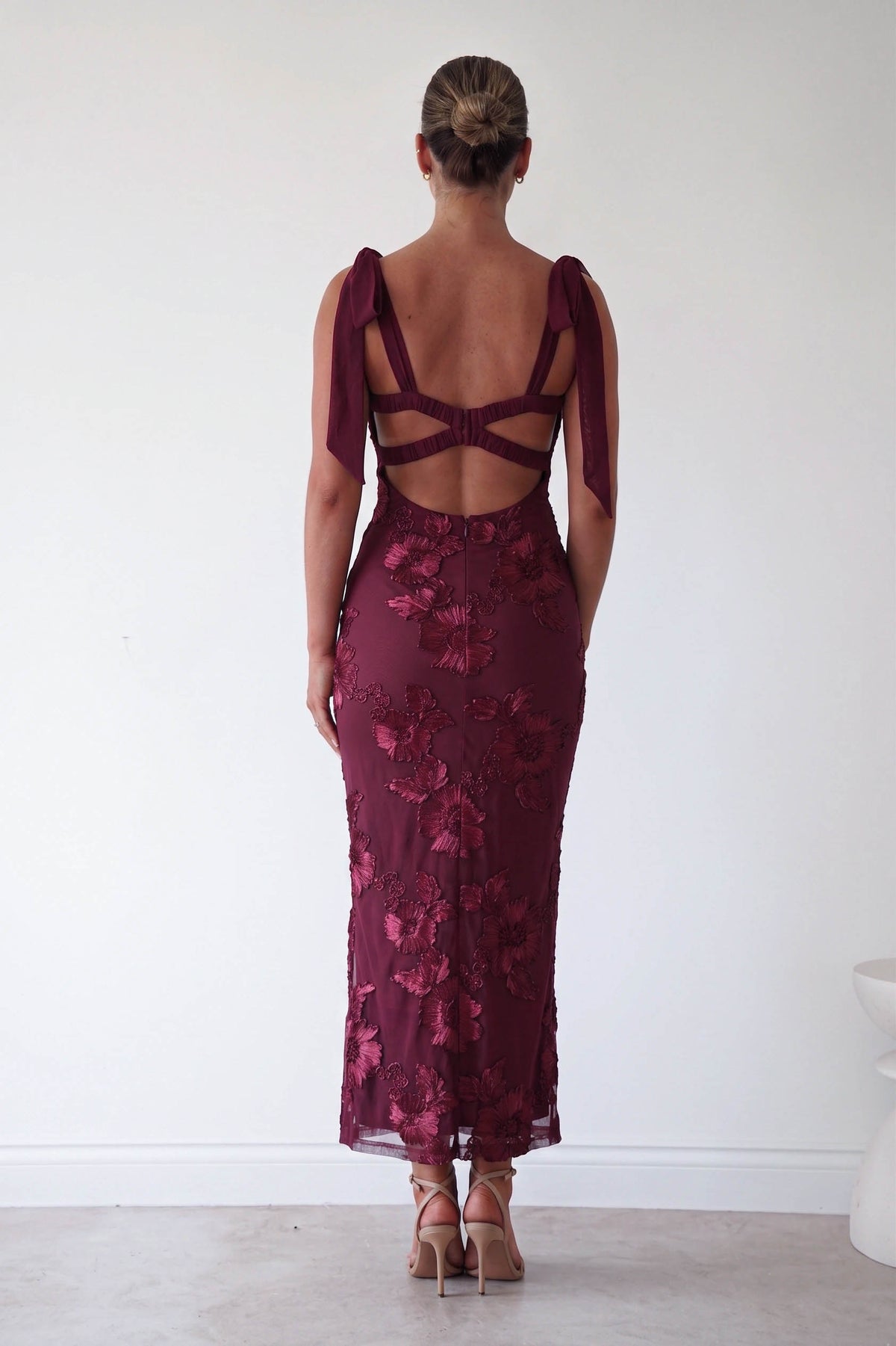 Mahalia Floral Appliqué Maxi Dress | Wine-Oh Hello Clothing