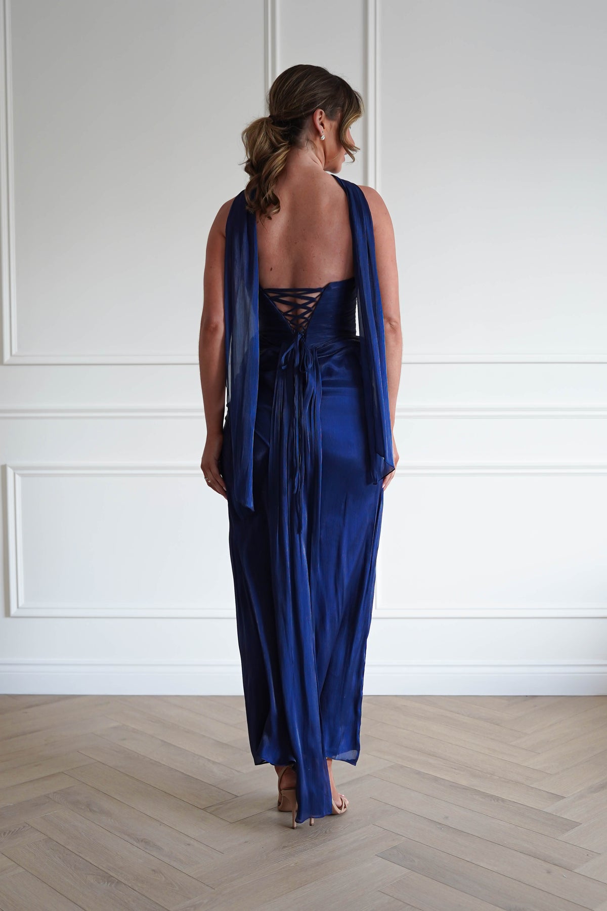 Marielle Glowing Chiffon Strapless Maxi Dress | Navy-Oh Hello Clothing