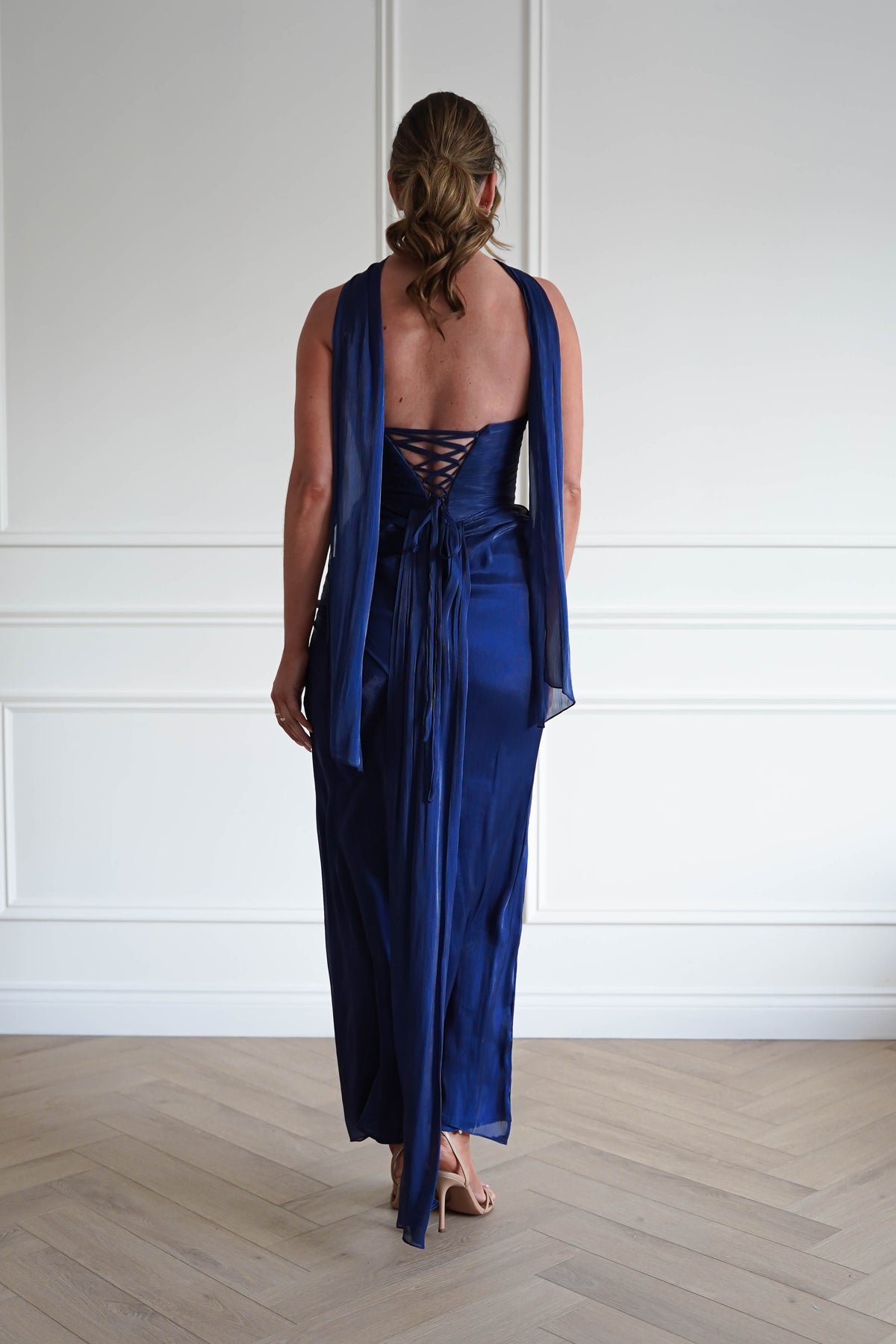 Marielle Glowing Chiffon Strapless Maxi Dress | Navy-Oh Hello Clothing