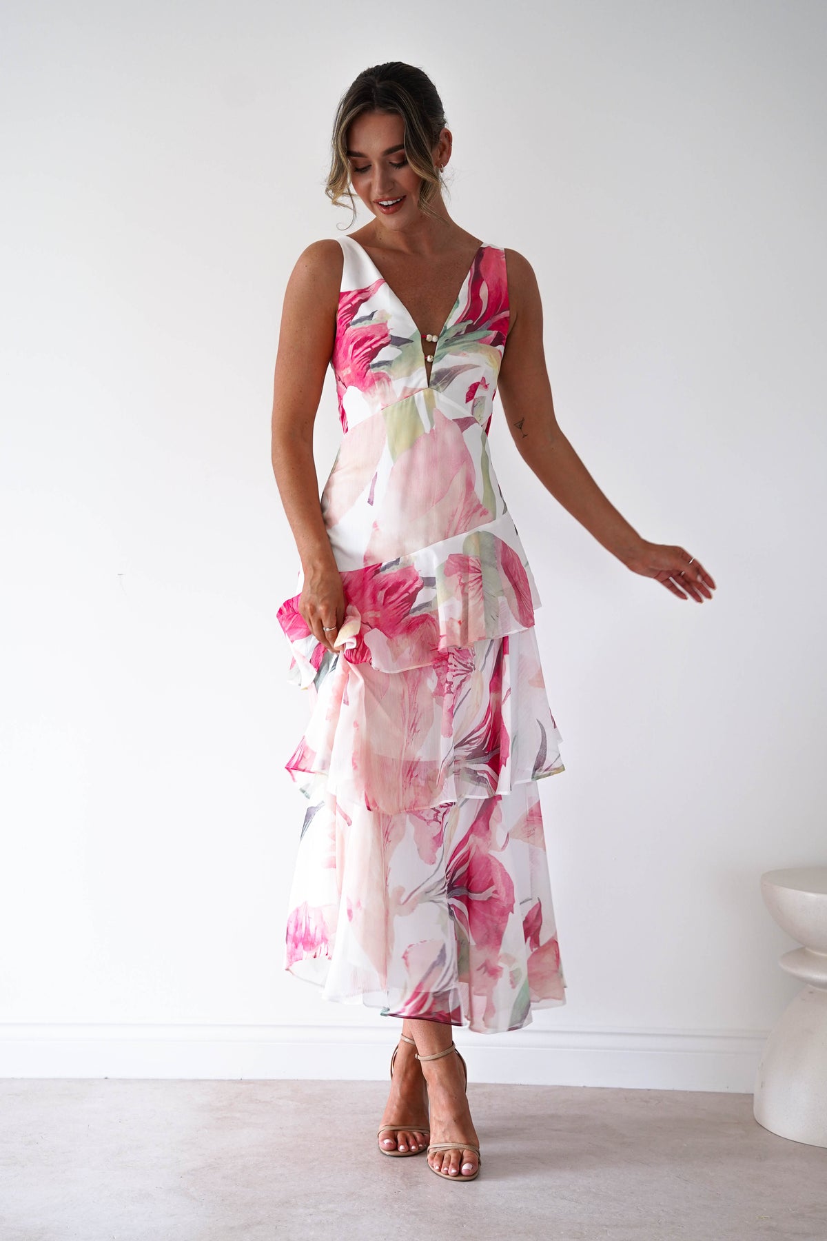 Marisol Floral Print Tiered Maxi Dress | Mixed Print-Oh Hello Clothing