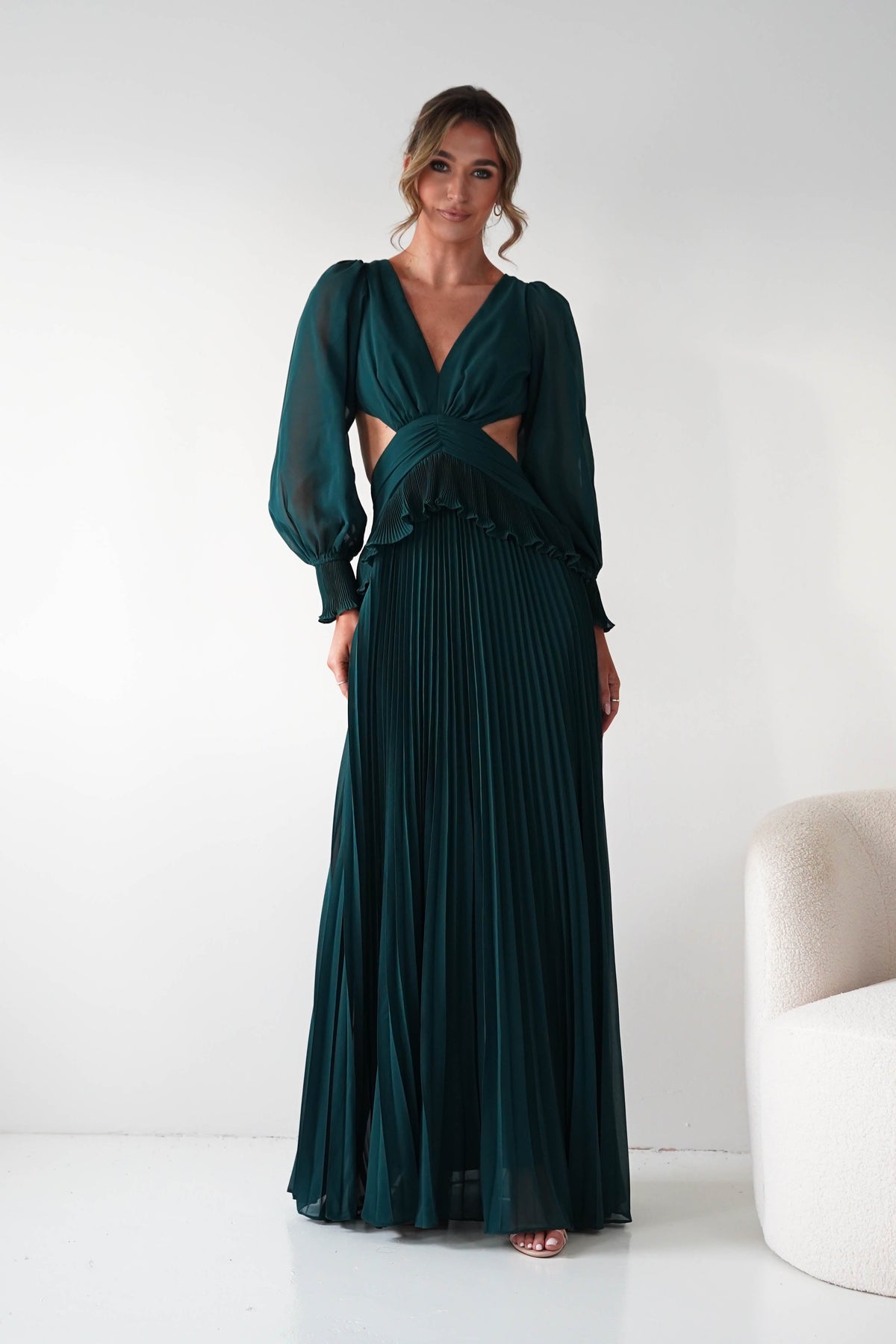 Middleton Pleated Maxi Dress | Forest Green-Oh Hello Clothing