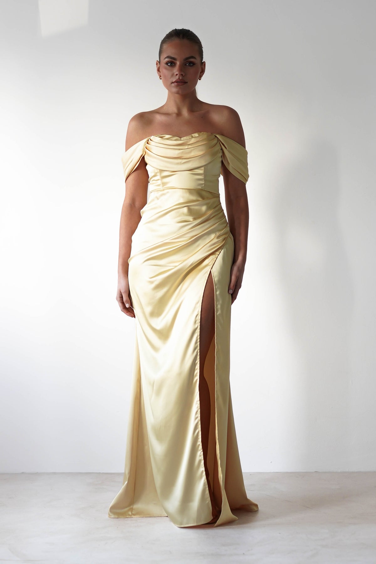 Monica Off The Shoulder Gown | Yellow-Oh Hello Clothing
