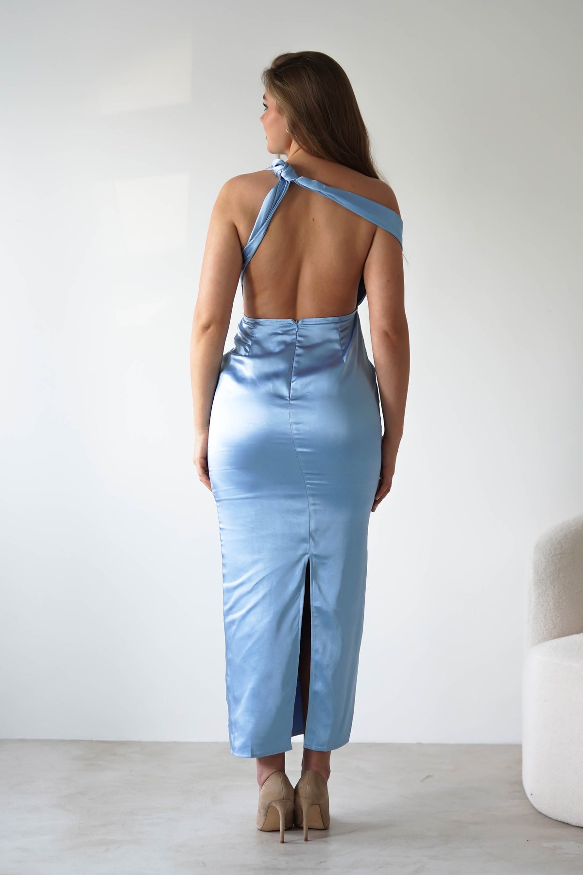 Nala Satin Off The Shoulder Dress | Blue-Oh Hello Clothing