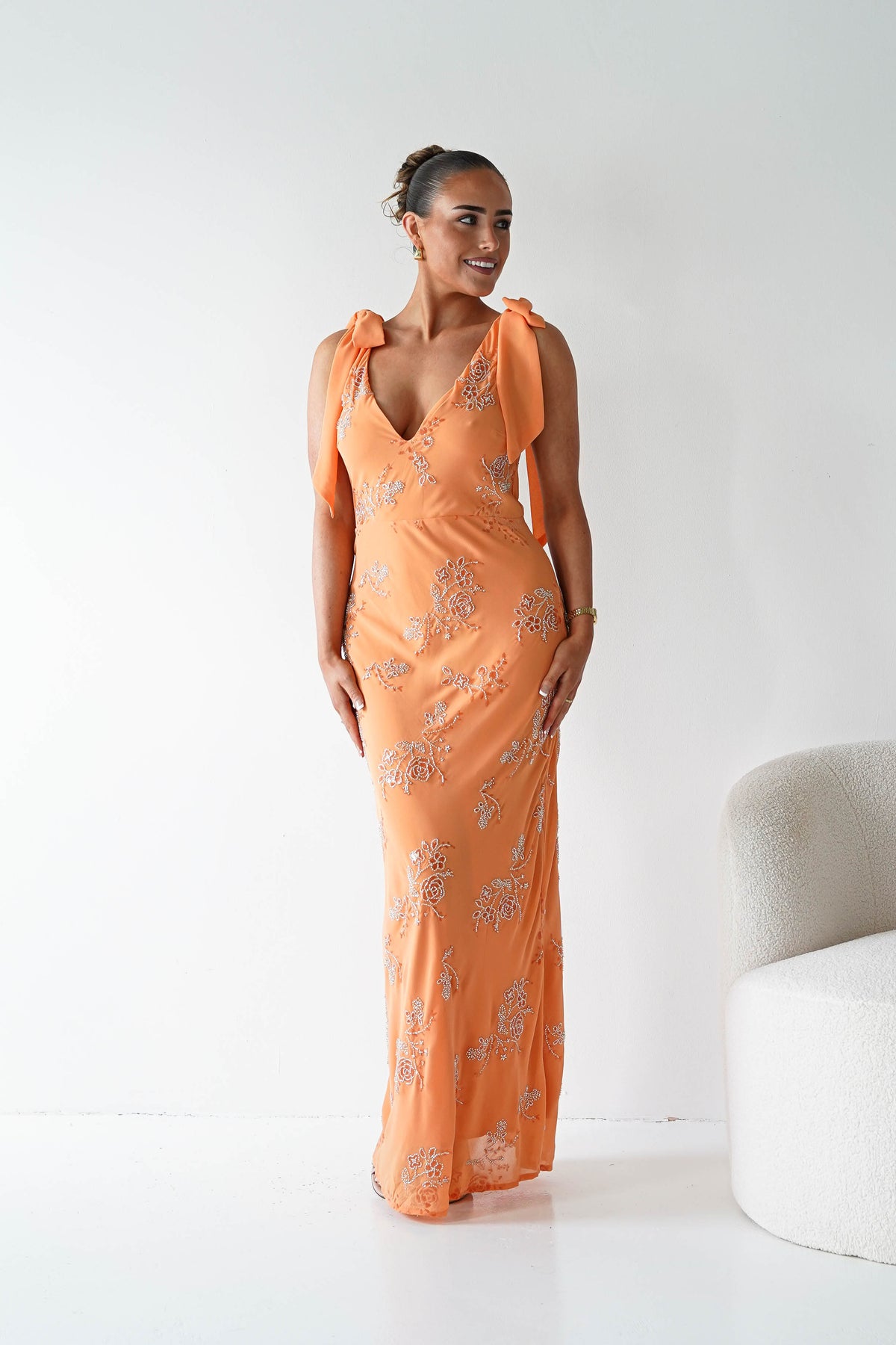 Noah Floral Embellished Maxi Dress | Orange-Oh Hello Clothing