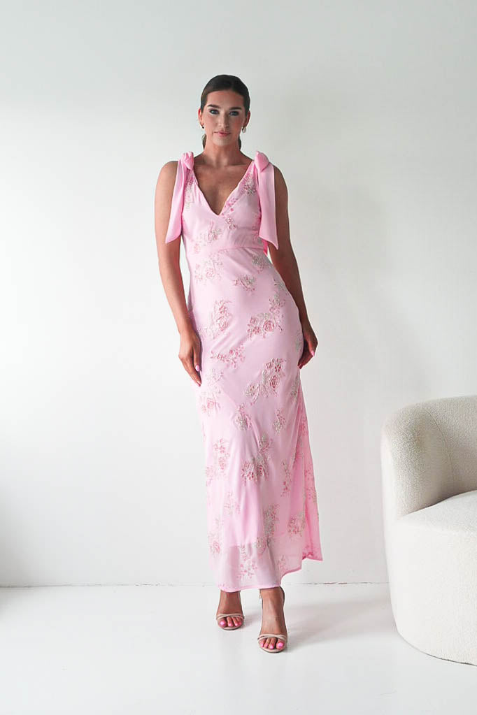 Noah Floral Embellished Maxi Dress | Pink-Oh Hello Clothing