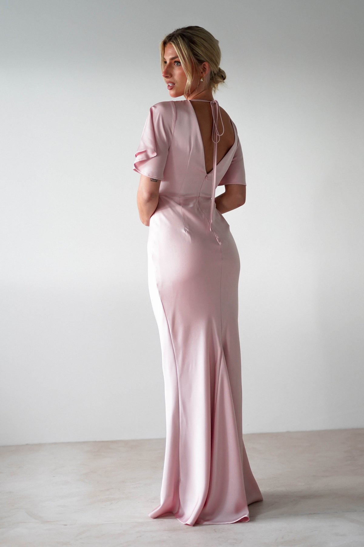 Olivia Soft Matte Satin Maxi Dress | Blush Pink-Oh Hello Clothing