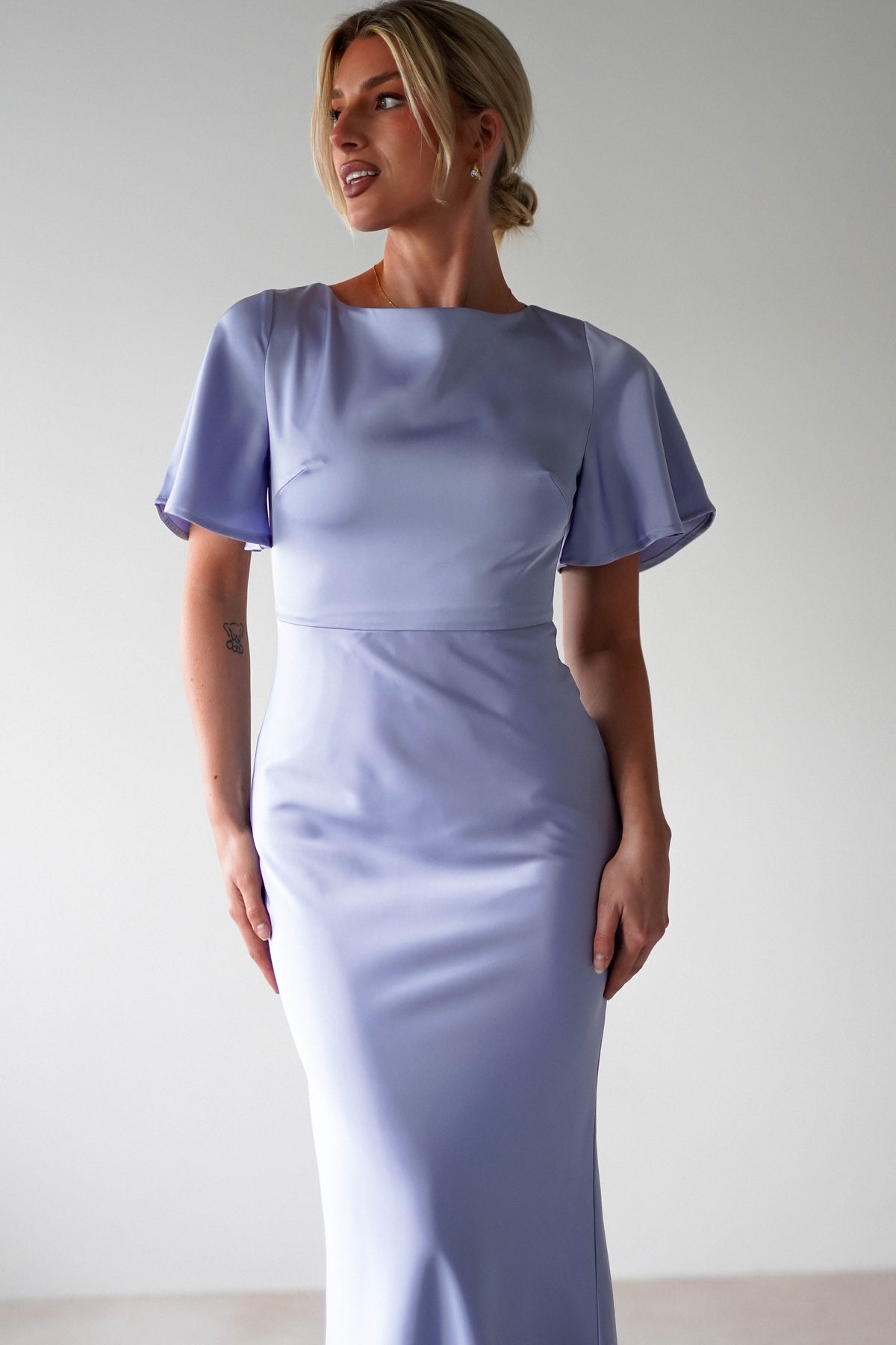 Olivia Soft Matte Satin Maxi Dress | Periwinkle Blue-Oh Hello Clothing
