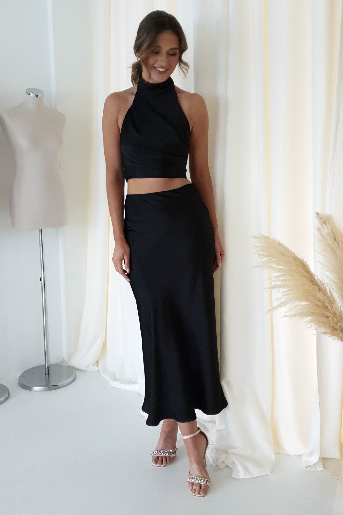Pamela Satin Top | Black-Oh Hello Clothing