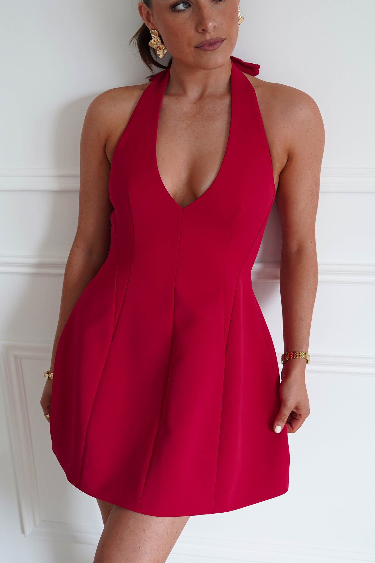 Pandora Structured Mini Dress | Red-Oh Hello Clothing