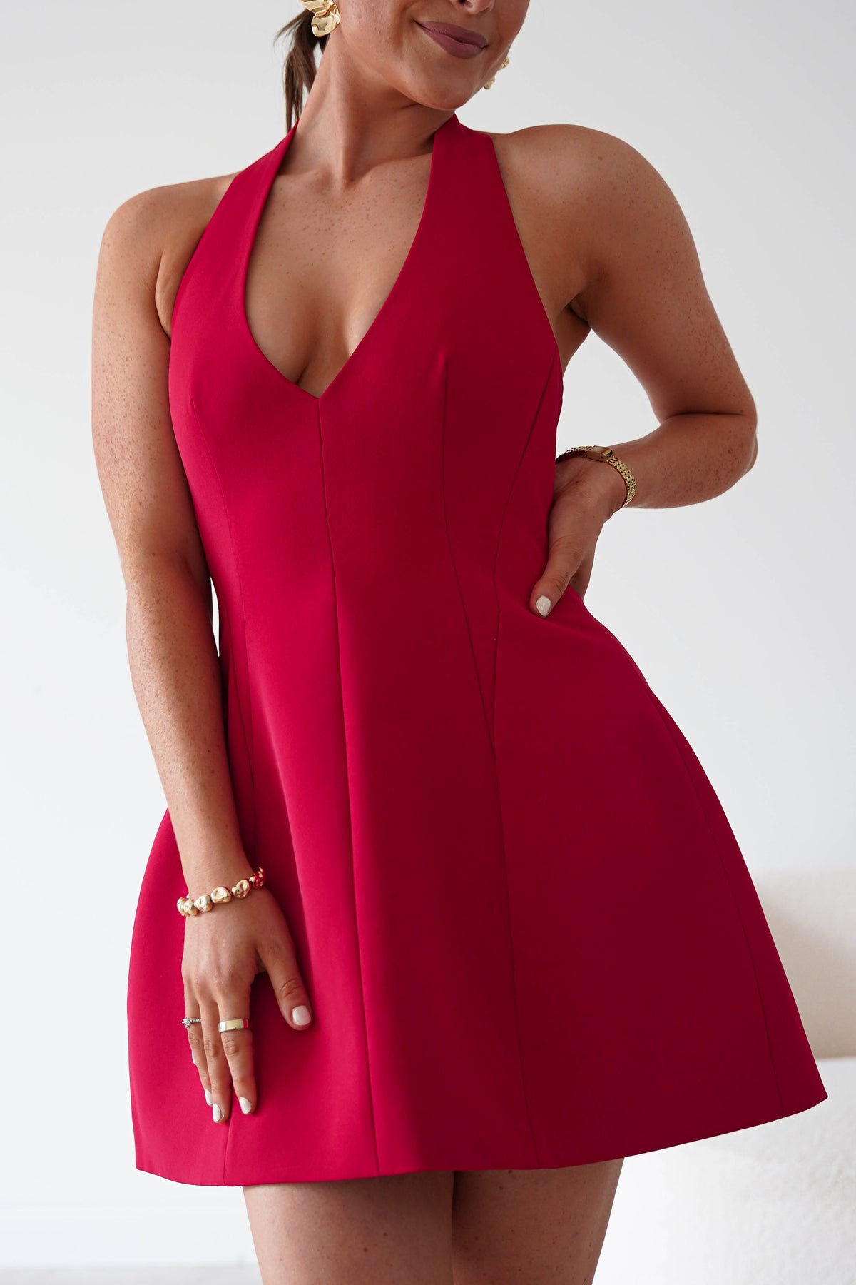 Pandora Structured Mini Dress | Red-Oh Hello Clothing