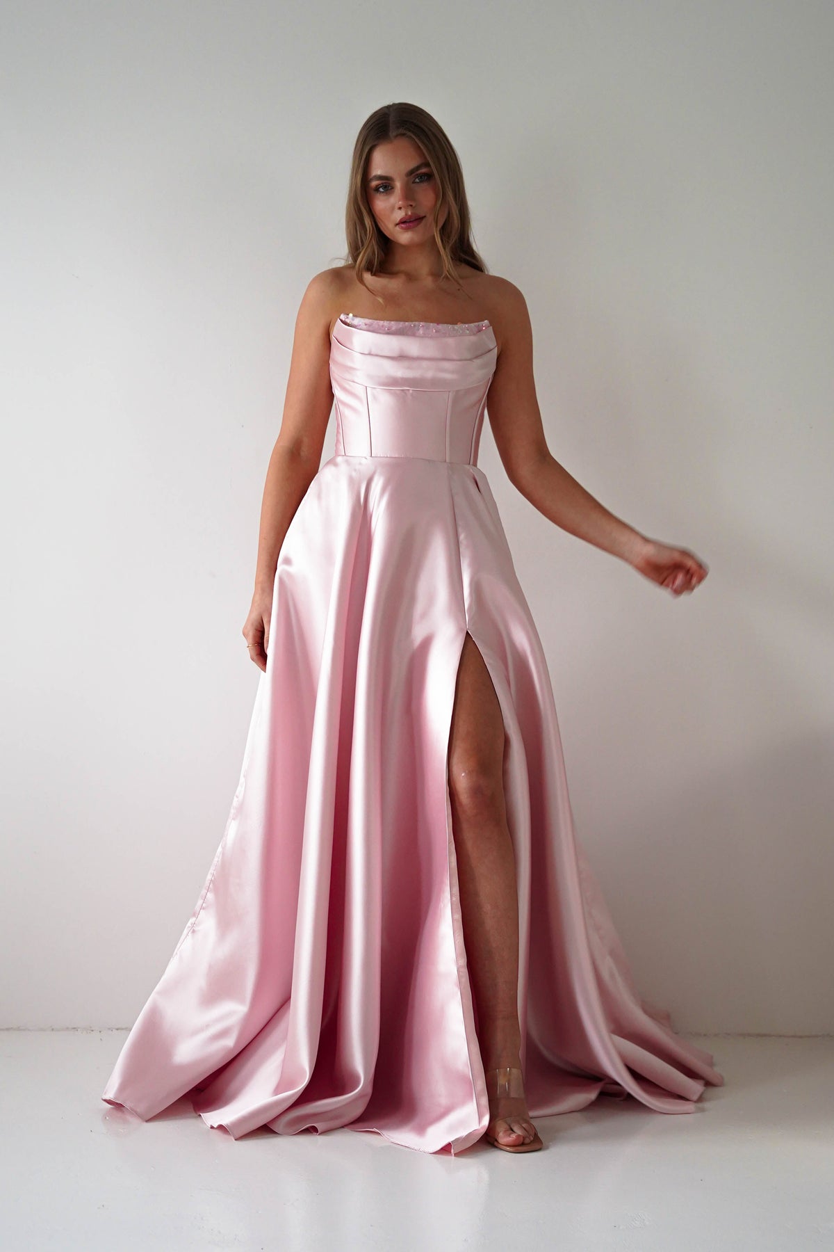 Pepper Strapless A-Line Maxi Gown | Pink-Oh Hello Clothing