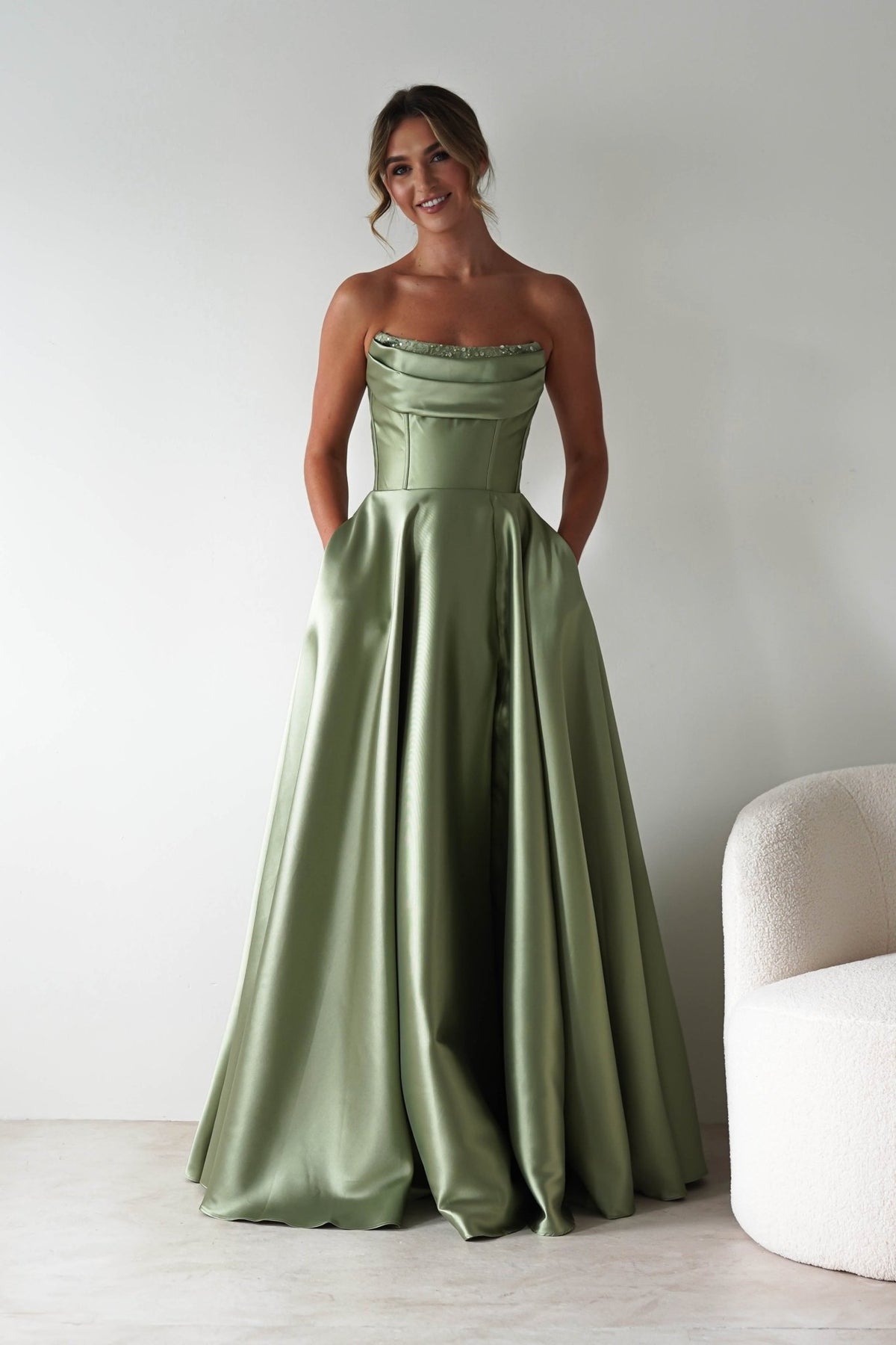 Pepper Strapless A-Line Maxi Gown | Sage-Oh Hello Clothing
