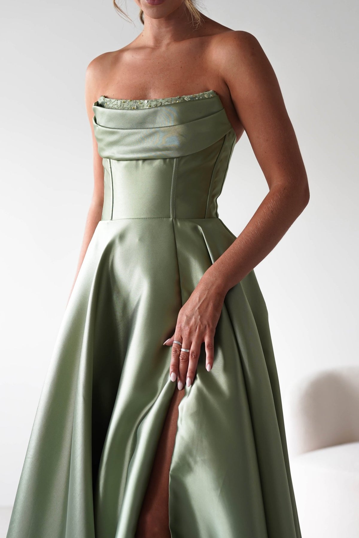 Pepper Strapless A-Line Maxi Gown | Sage-Oh Hello Clothing