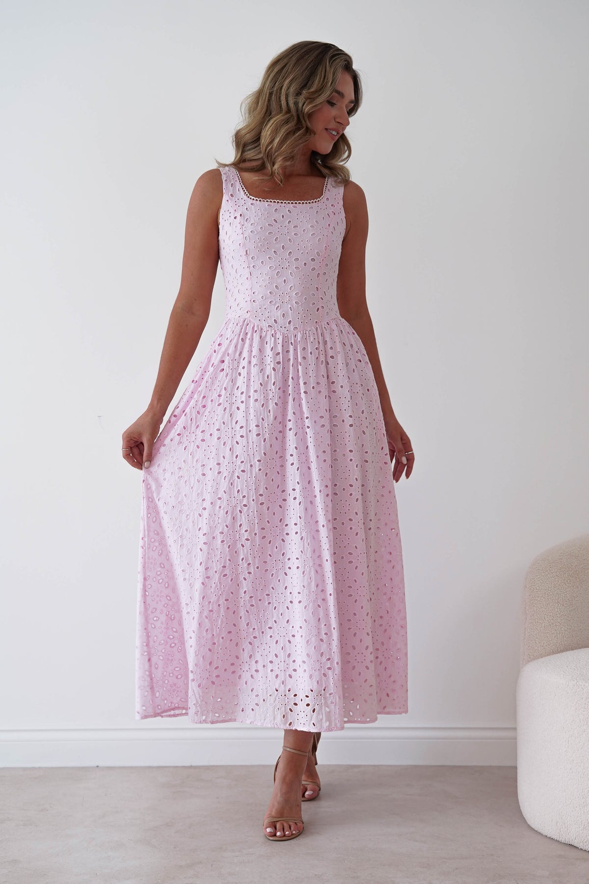 Petal Skater Cotton Maxi Dress | Pink-Oh Hello Clothing