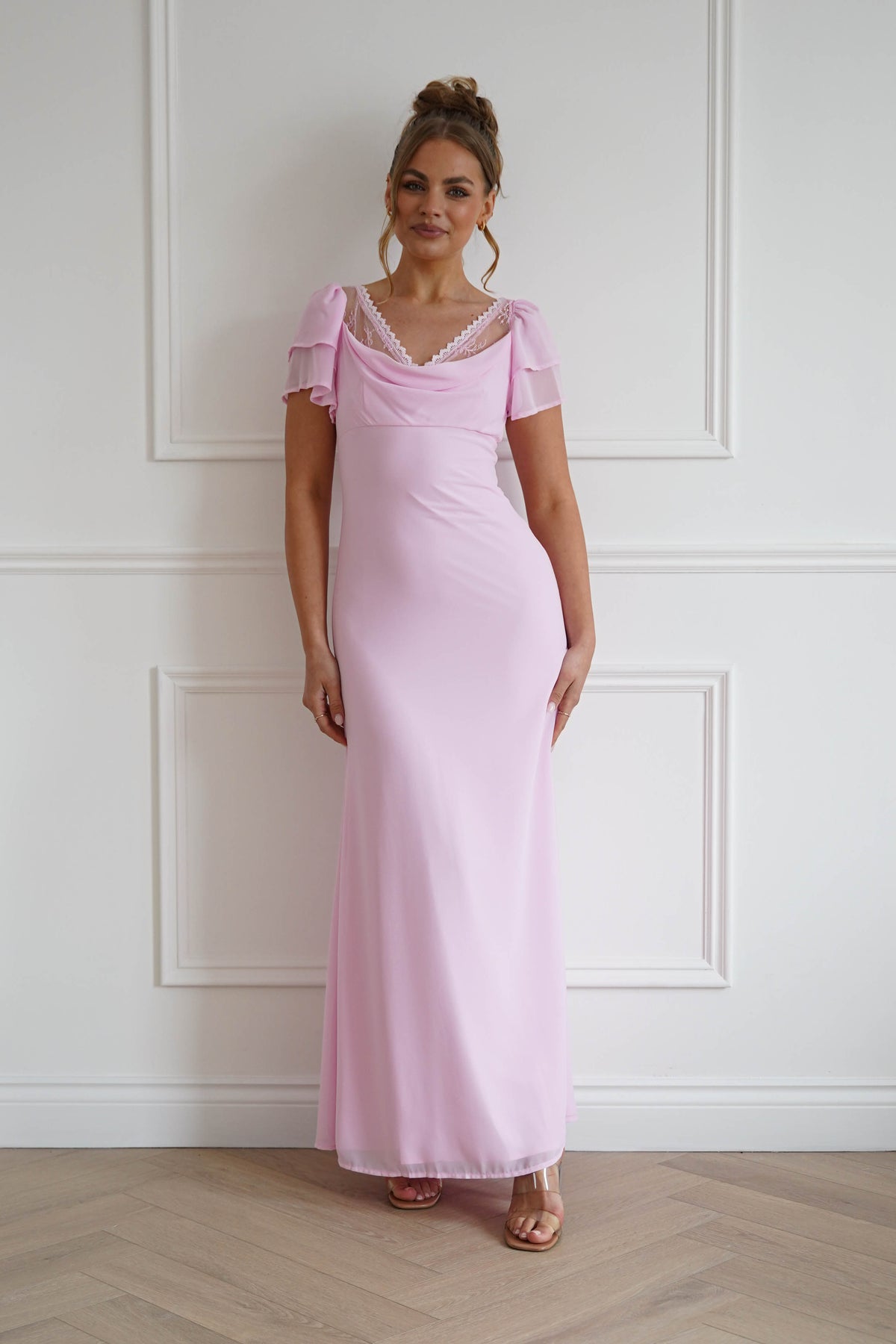 Posie Flutter Sleeve Maxi Dress | Soft Pink-Oh Hello Clothing