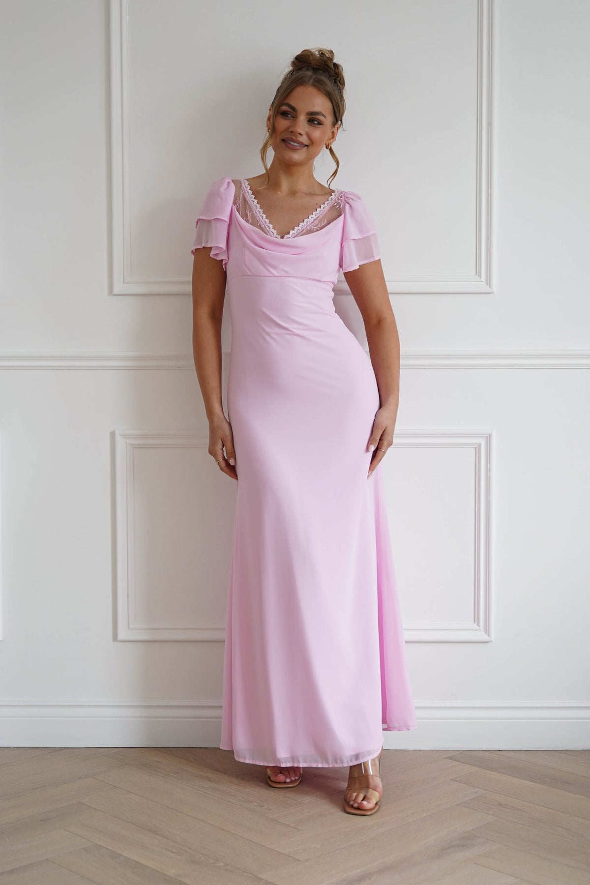 Posie Flutter Sleeve Maxi Dress | Soft Pink-Oh Hello Clothing