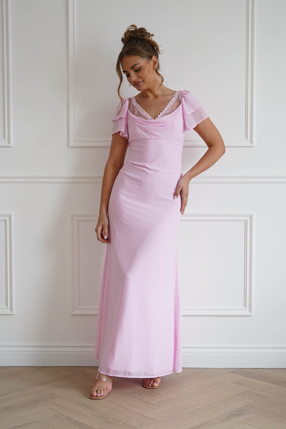 Posie Flutter Sleeve Maxi Dress | Soft Pink-Oh Hello Clothing