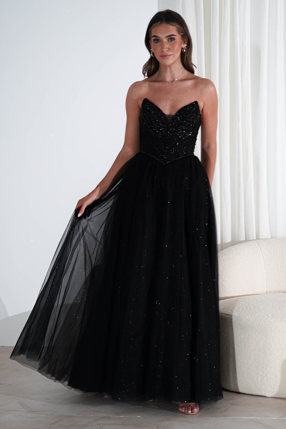 Priscilla Princess Glitter Gown | Black-Oh Hello Clothing