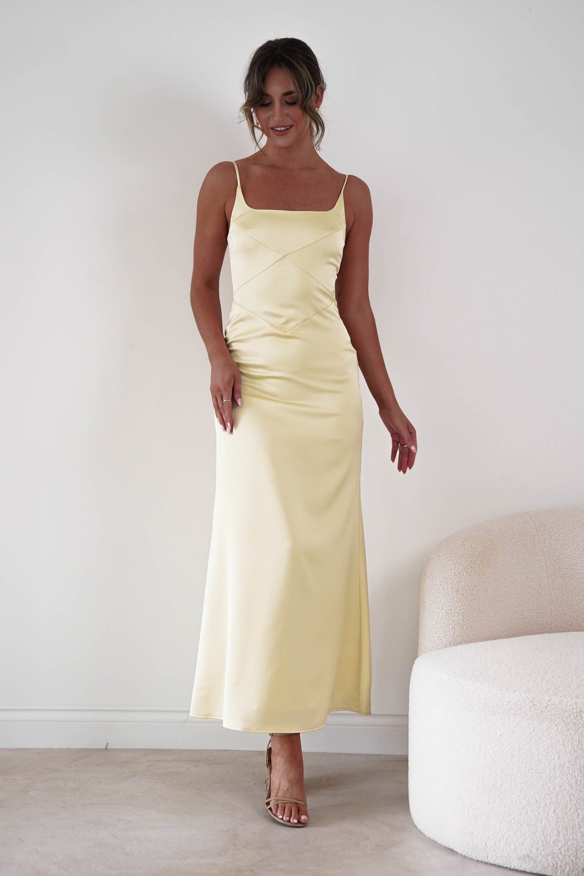 Rafiki Satin Panelled Maxi Dress | Yellow-Oh Hello Clothing