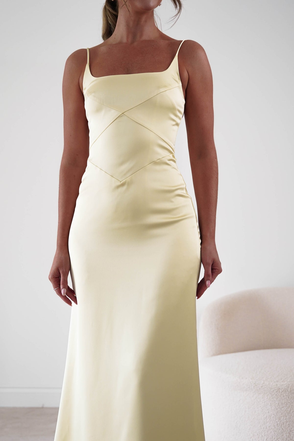 Rafiki Satin Panelled Maxi Dress | Yellow-Oh Hello Clothing