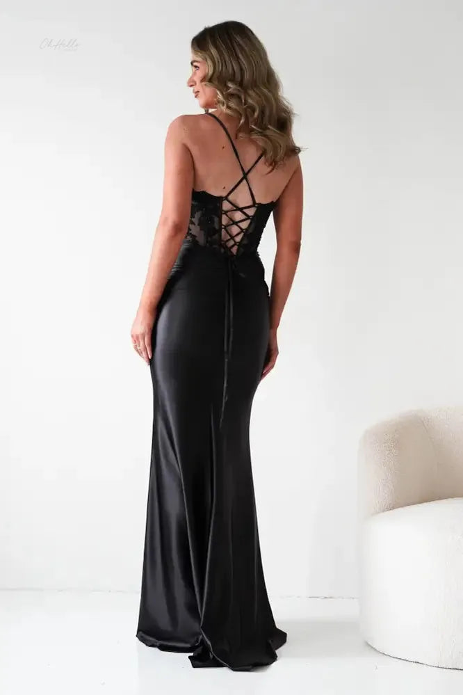 Raya Embellished Corset Gown | Black-Oh Hello Clothing