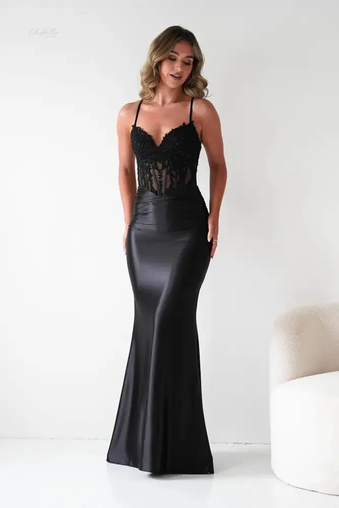 Raya Embellished Corset Gown | Black-Oh Hello Clothing
