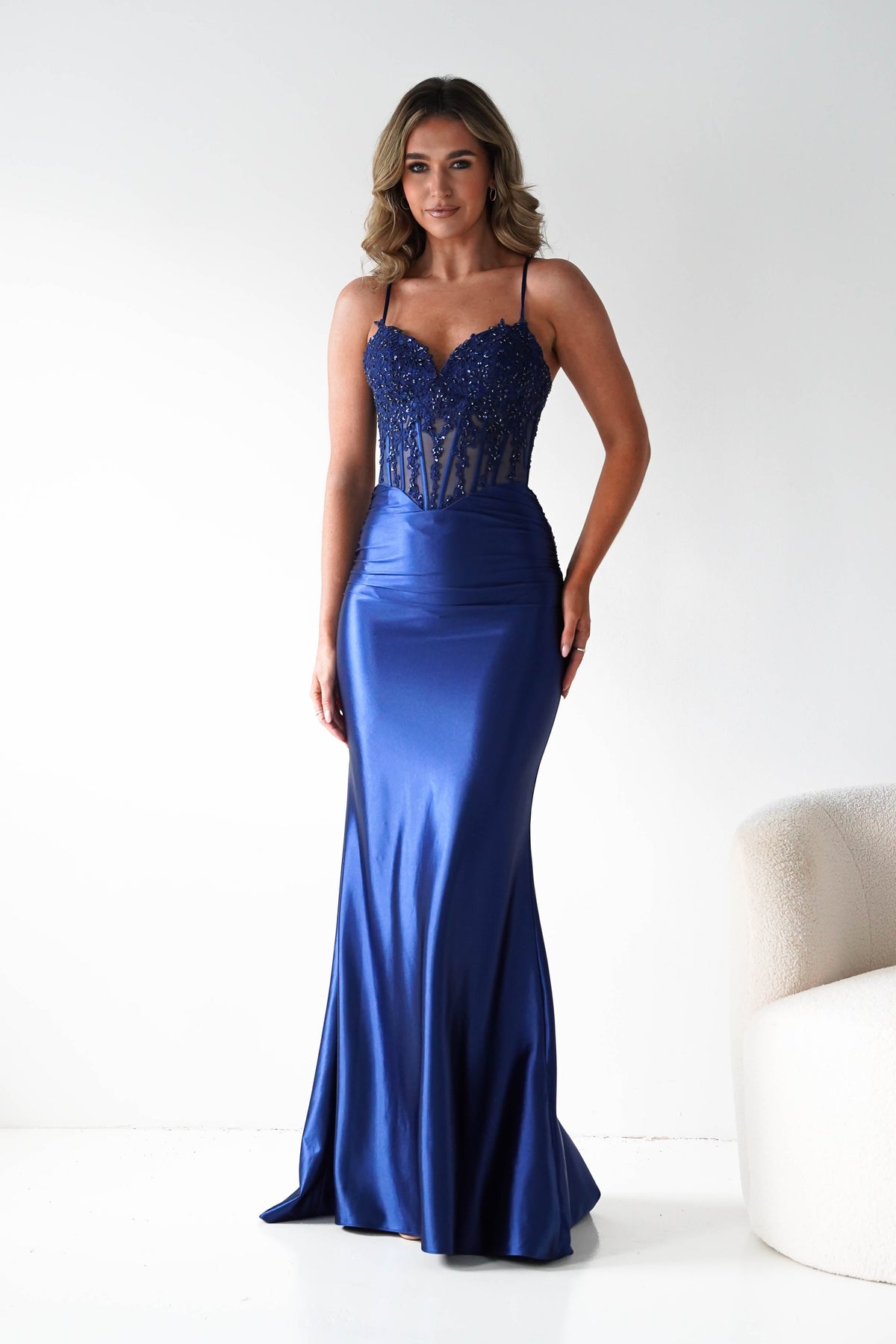 Raya Embellished Corset Gown | Navy-Oh Hello Clothing