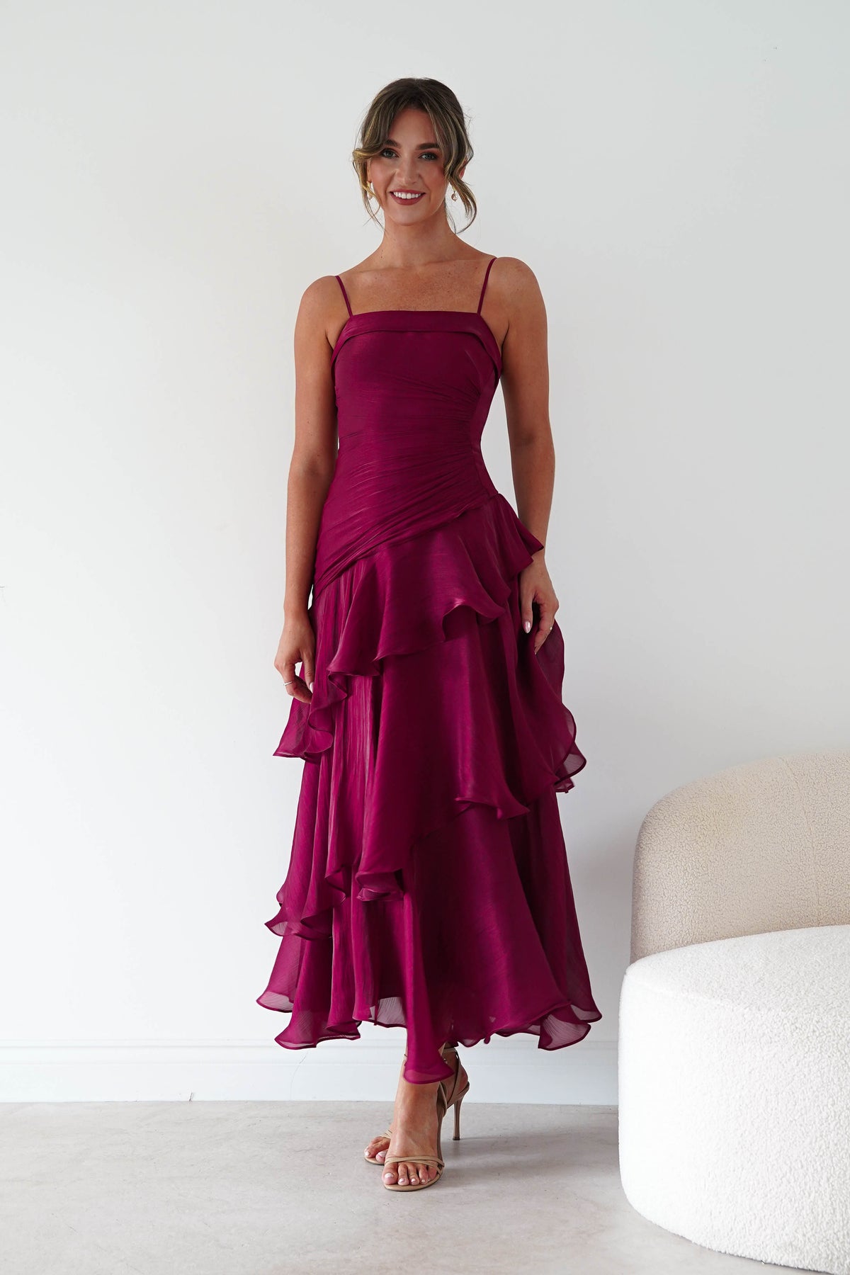 Renee Luminescent Ruffle Maxi Dress | Wine-Oh Hello Clothing