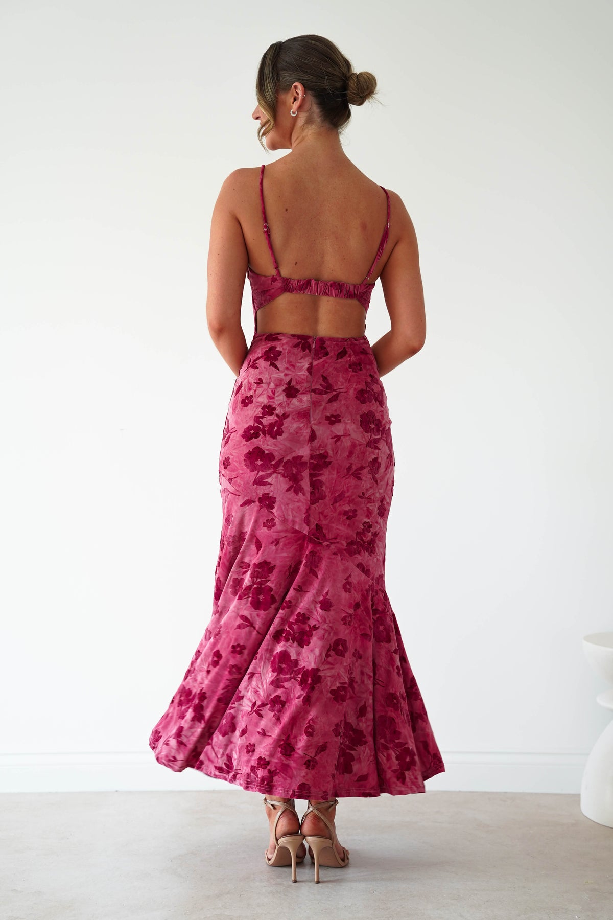 Roanne Floral Bodycon Maxi Dress | Berry Red-Oh Hello Clothing