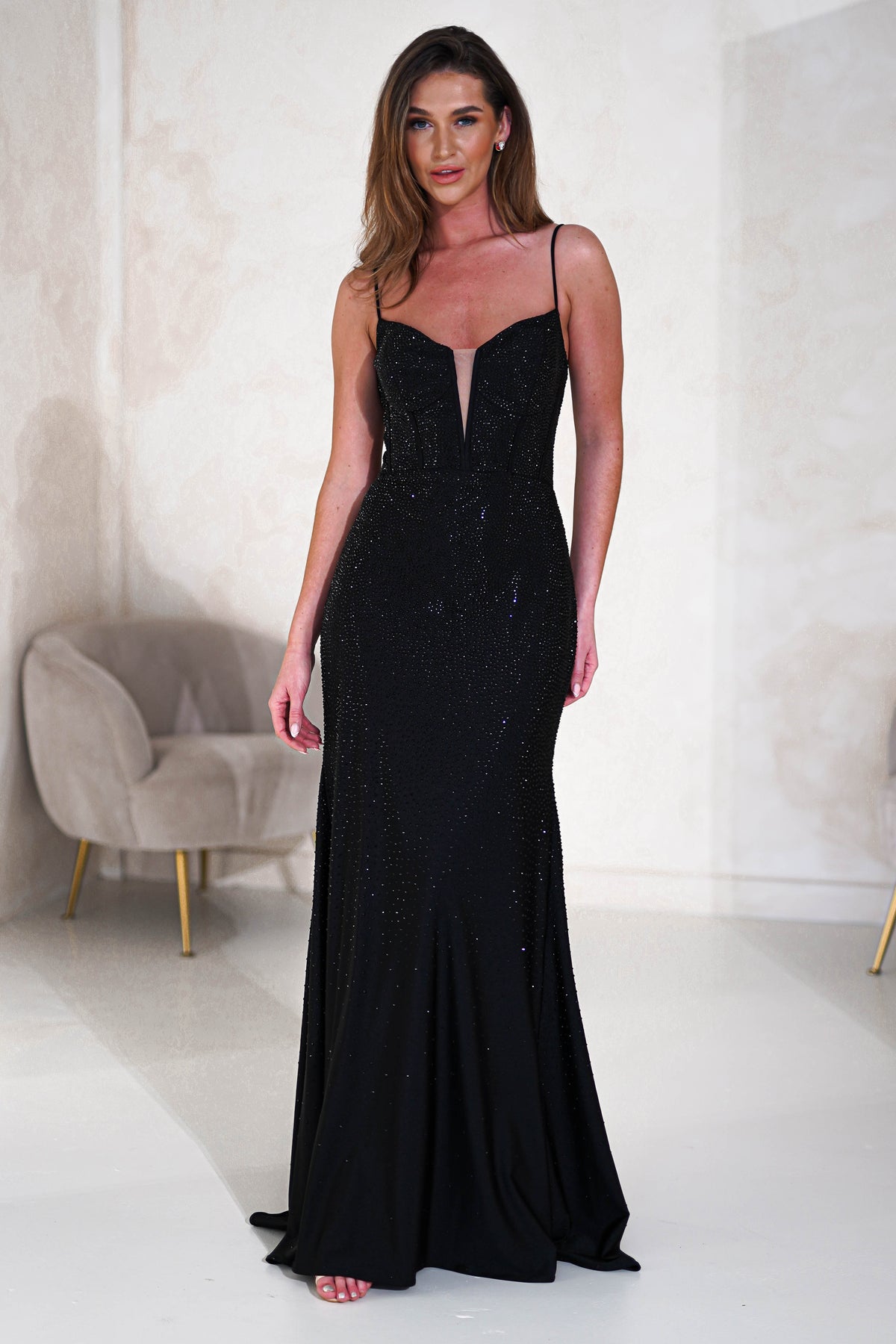 Sabrina Diamante Gown | Black-Oh Hello Clothing