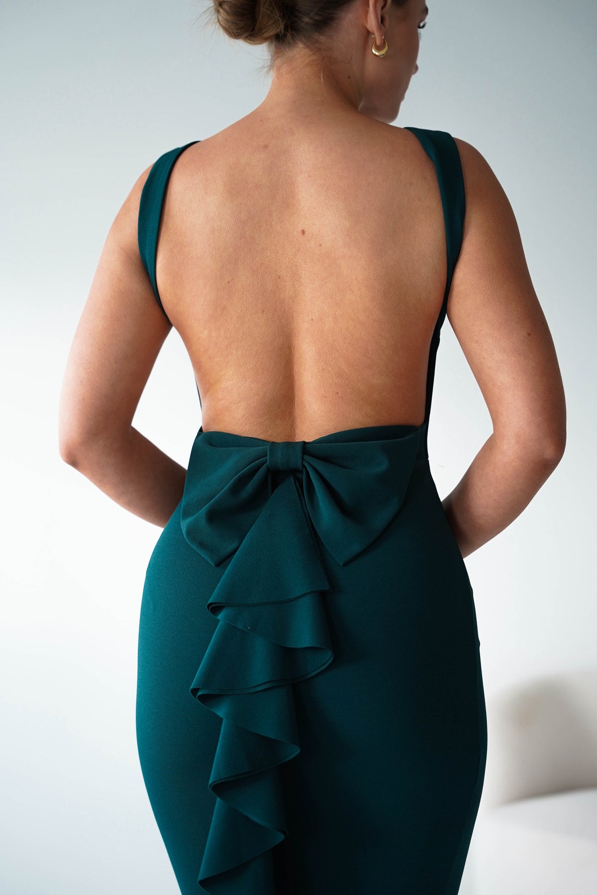 Samantha Bow Detail Maxi Dress | Dark Green-Oh Hello Clothing