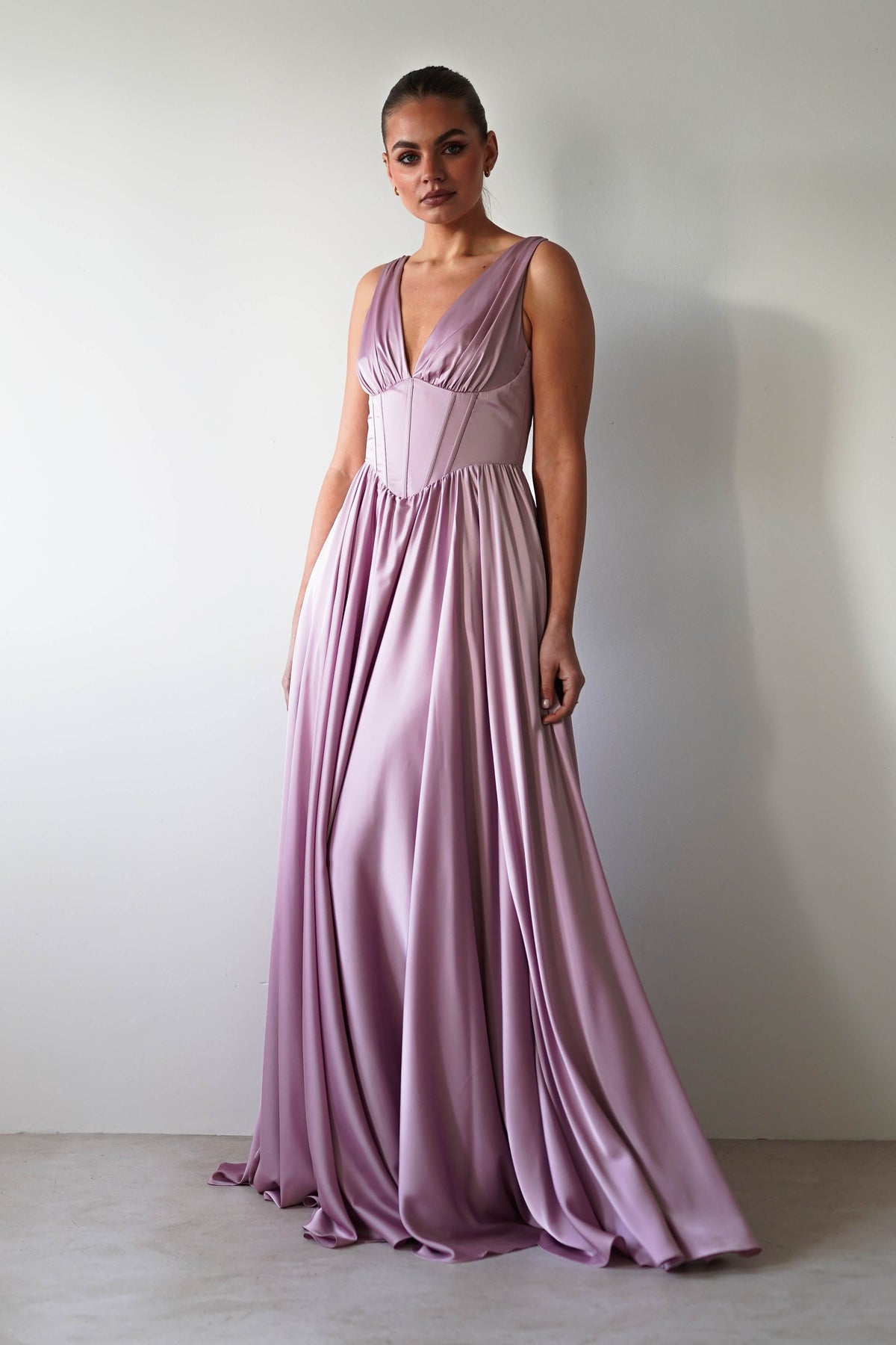 Scarlette Soft Satin Maxi Gown | Mauve-Oh Hello Clothing