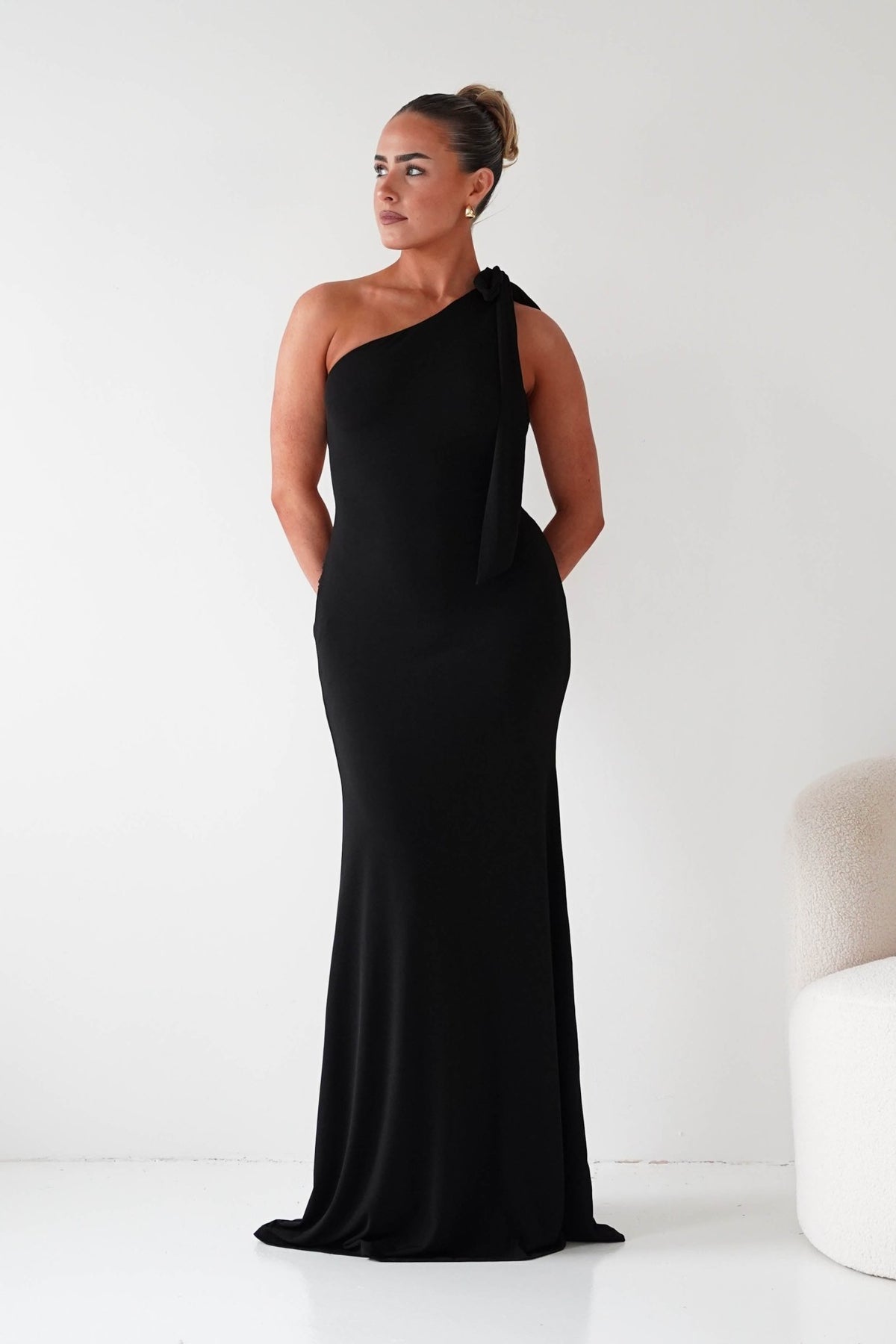 Seraphine Backless Tie Bodycon Maxi Gown | Black-Oh Hello Clothing