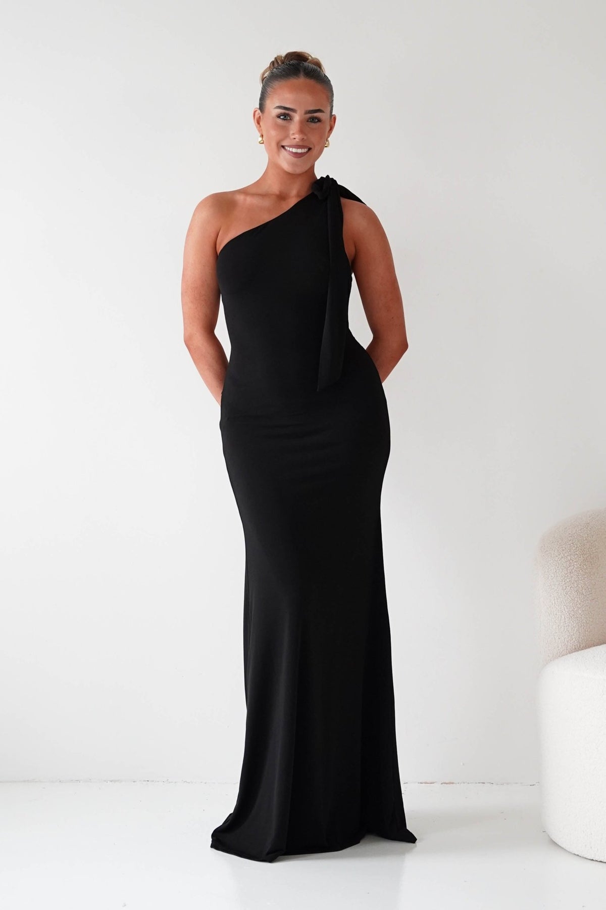 Seraphine Backless Tie Bodycon Maxi Gown | Black-Oh Hello Clothing