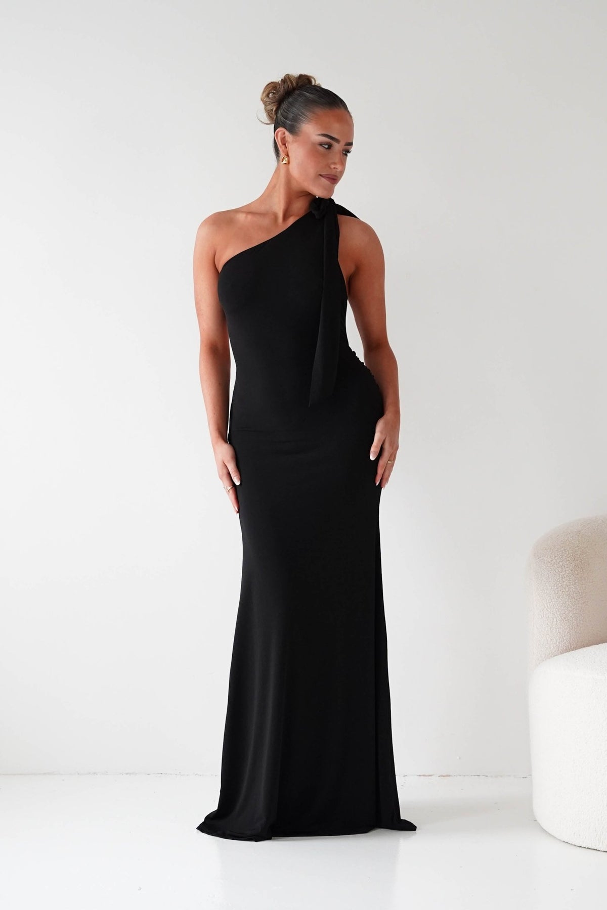 Seraphine Backless Tie Bodycon Maxi Gown | Black-Oh Hello Clothing