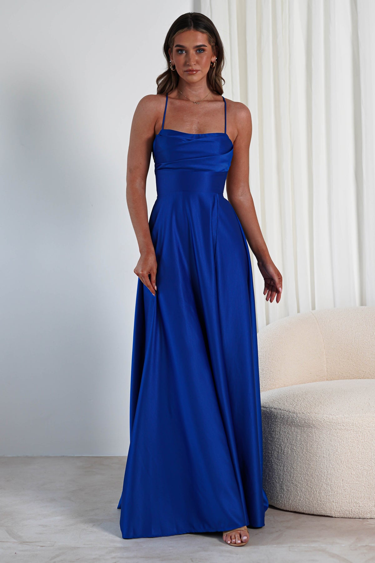 Shantal Satin Gown | Royal Blue-Oh Hello Clothing